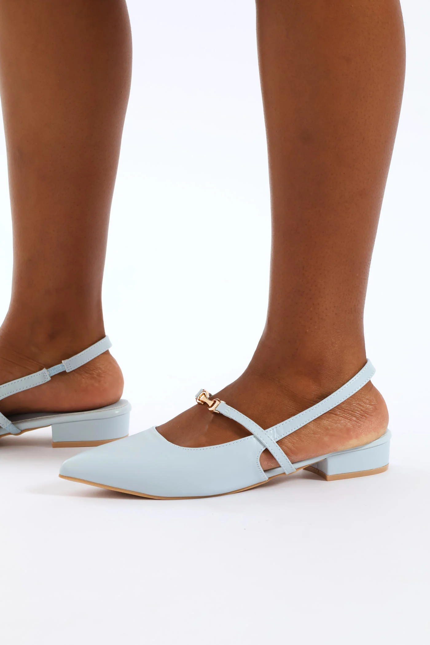 Gold Trim Mary-Jane Slingback - Blue - Image 3