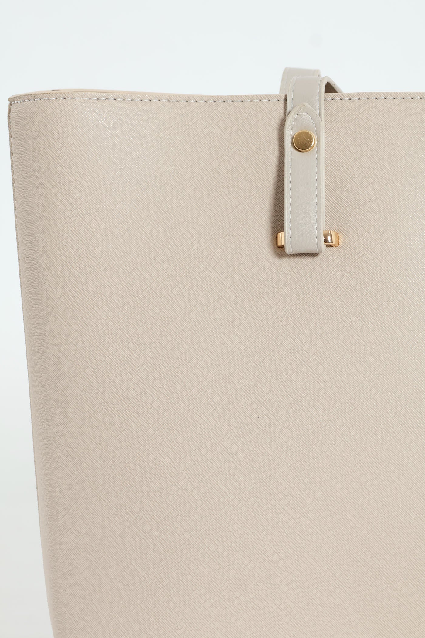 Gold Trim Shopper Bag - Stone - Image 2