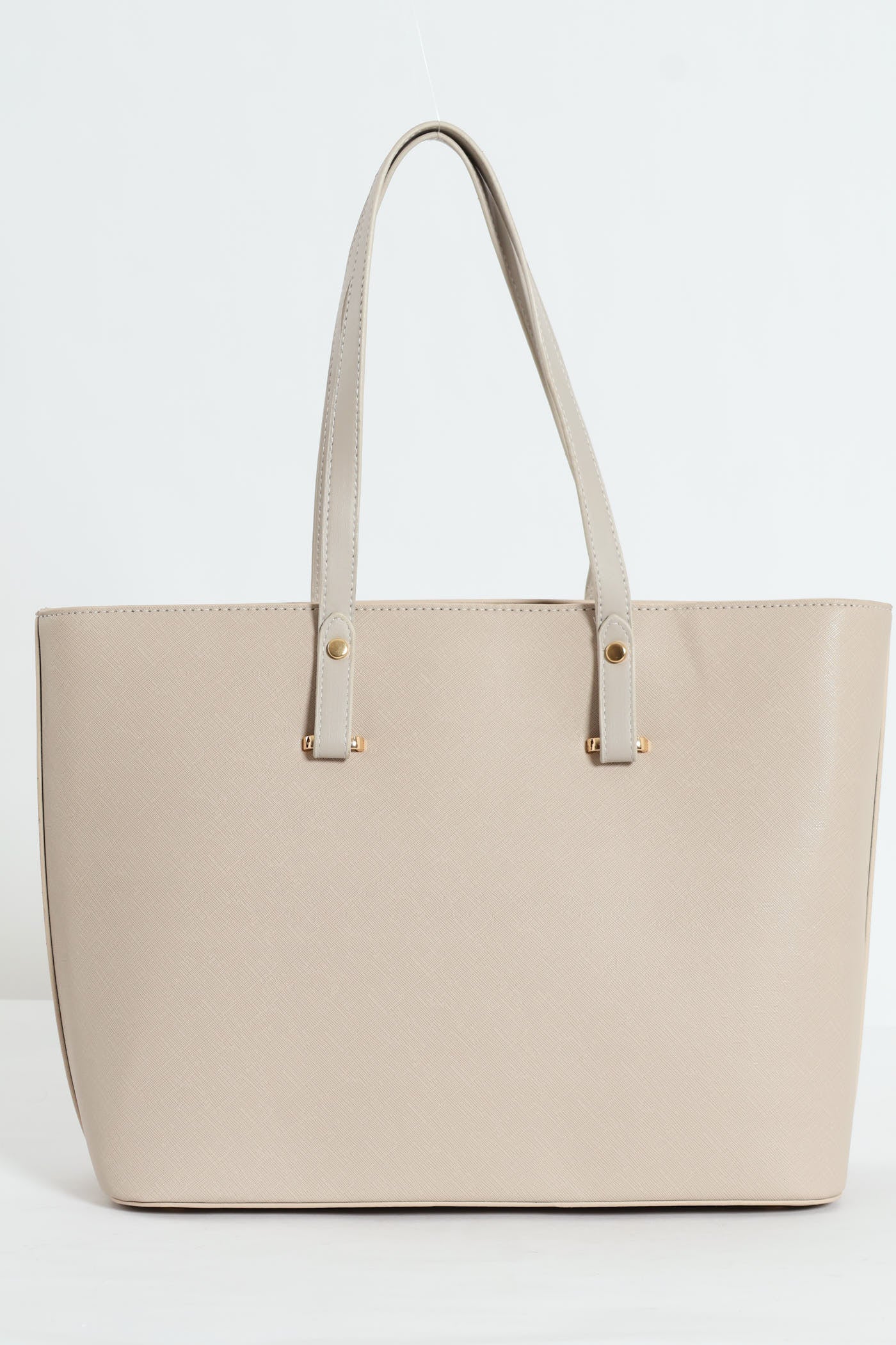 Gold Trim Shopper Bag - Stone - Image 3