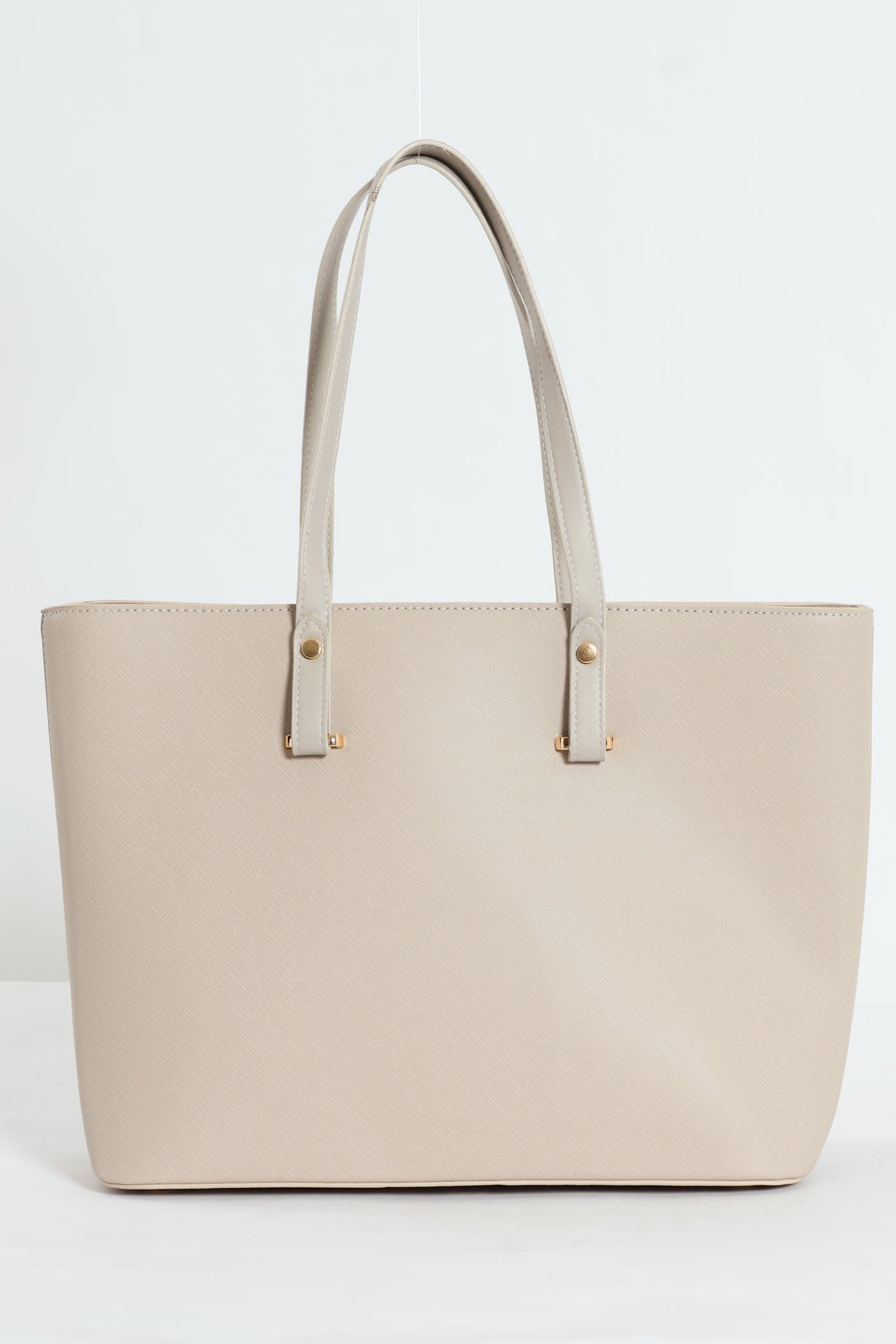 Gold Trim Shopper Bag - Stone - Image 4
