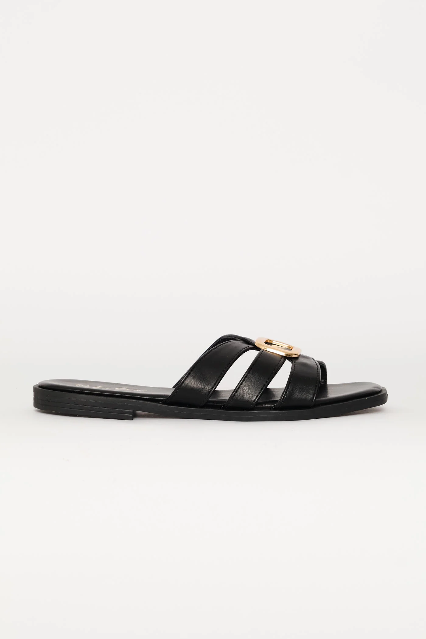 Gold Trim Triple Crosstrap Sandal - Black - Image 2