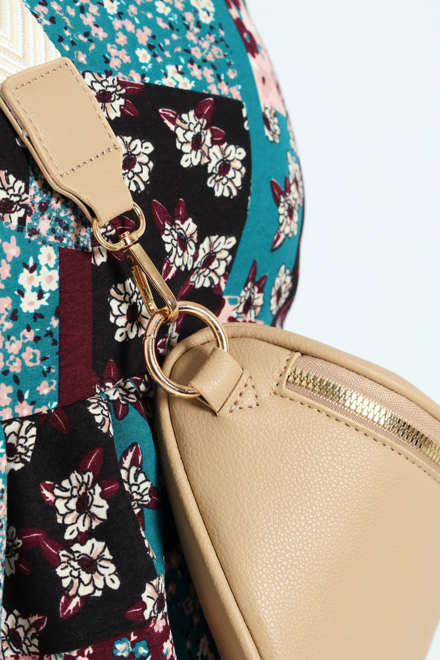 Gold Zip Moon Bag - Taupe - Image 5