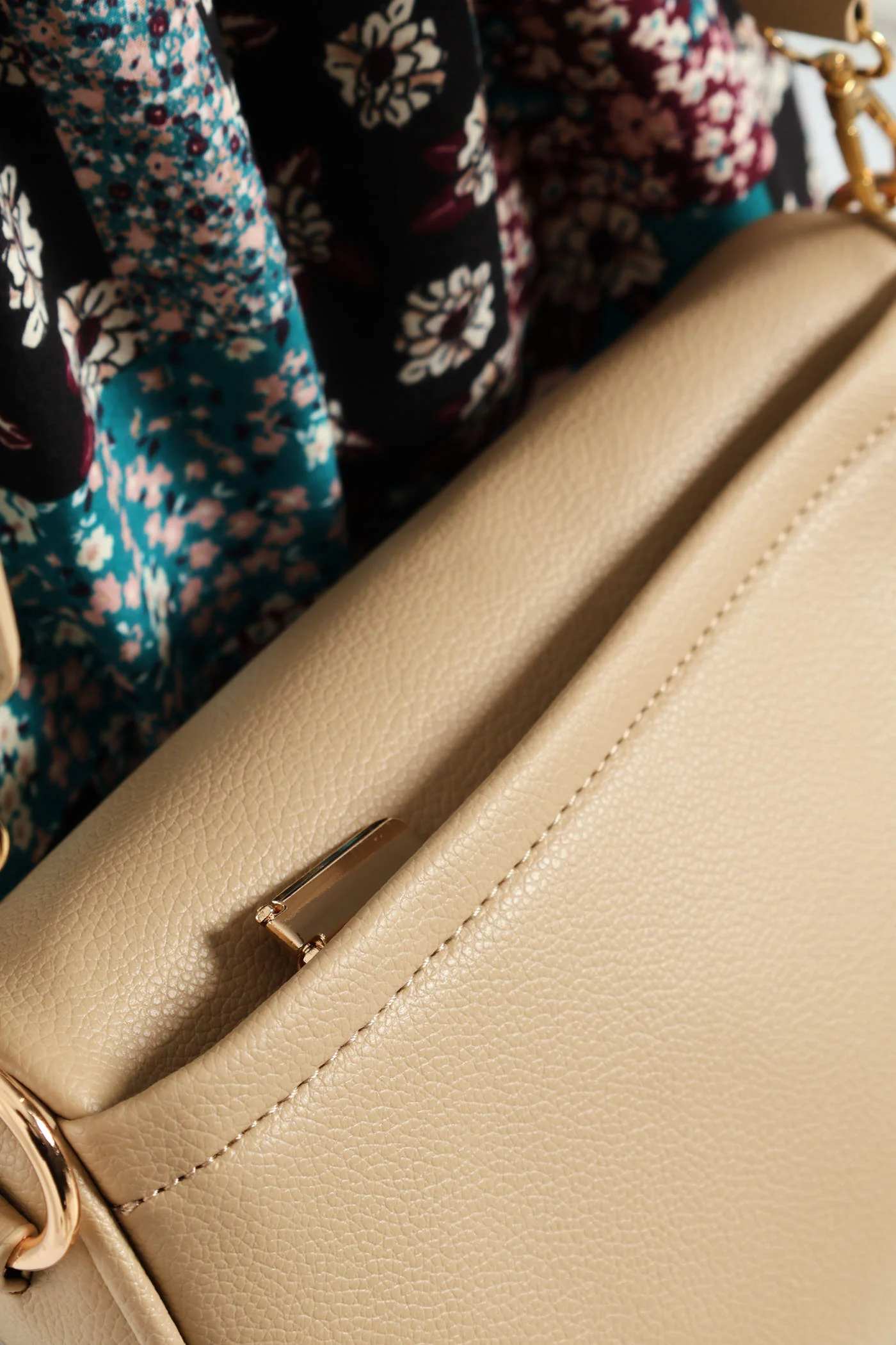 Gold Zip Moon Bag - Taupe - Image 6
