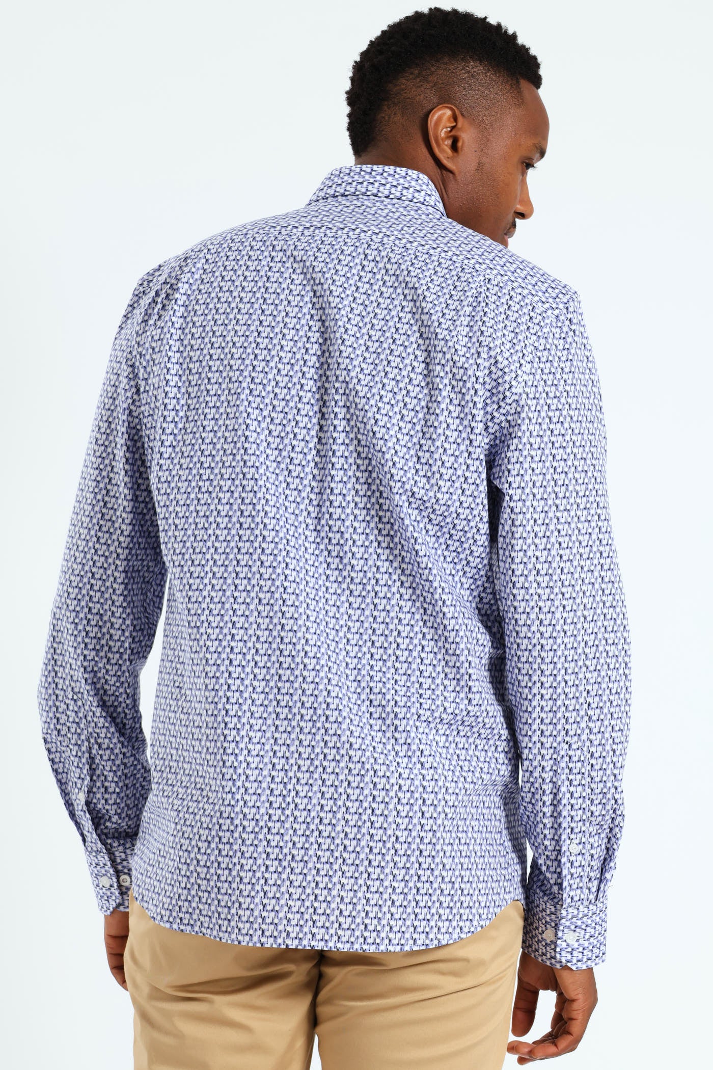 Gonzo Geo Printed Long Sleeve Shirt - Navy - Image 5