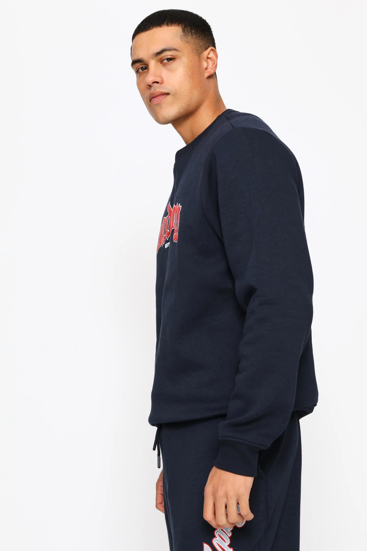 Gothic Text Crew Top - Navy - Image 2