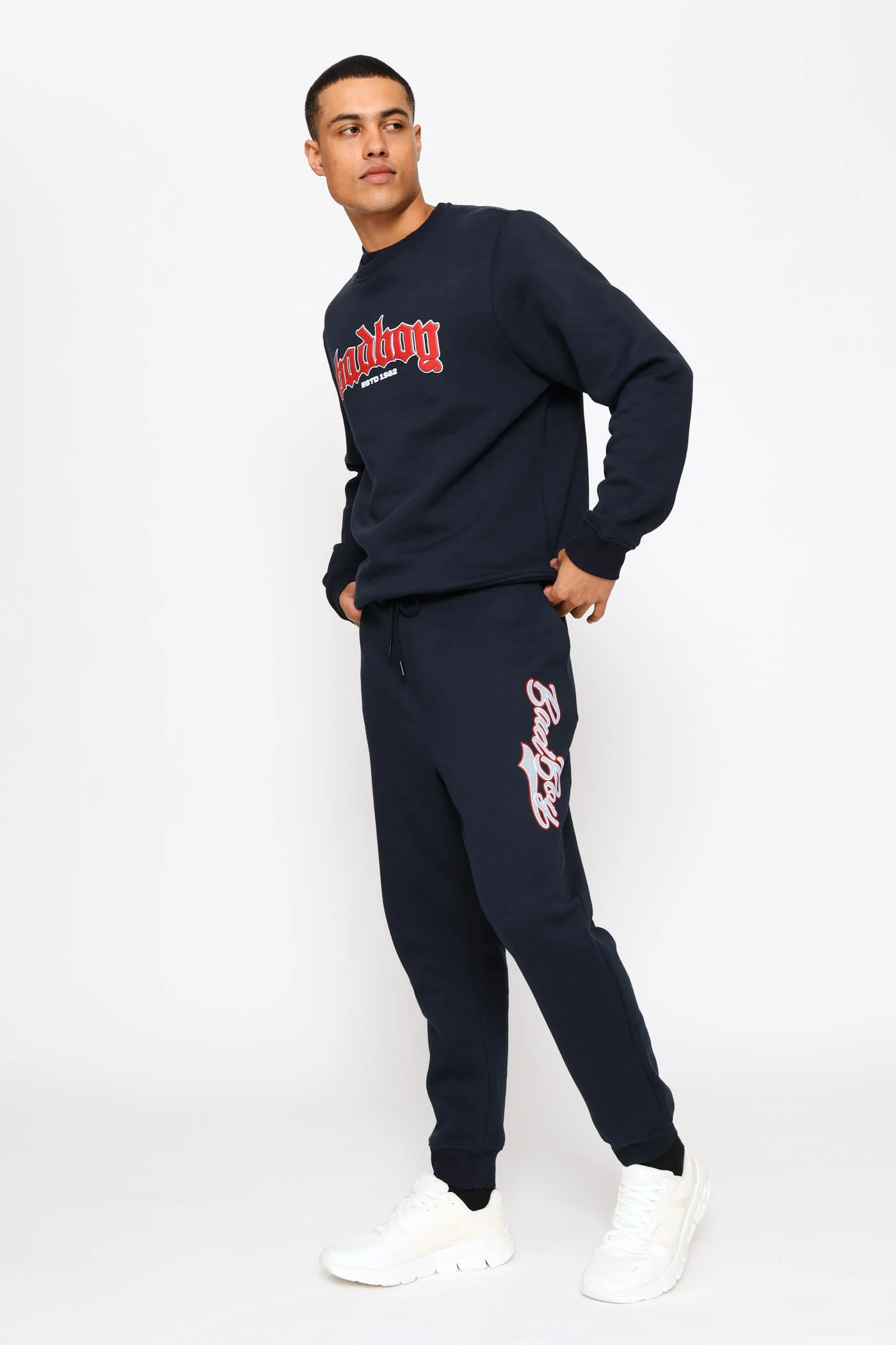 Gothic Text Crew Top - Navy - Image 4