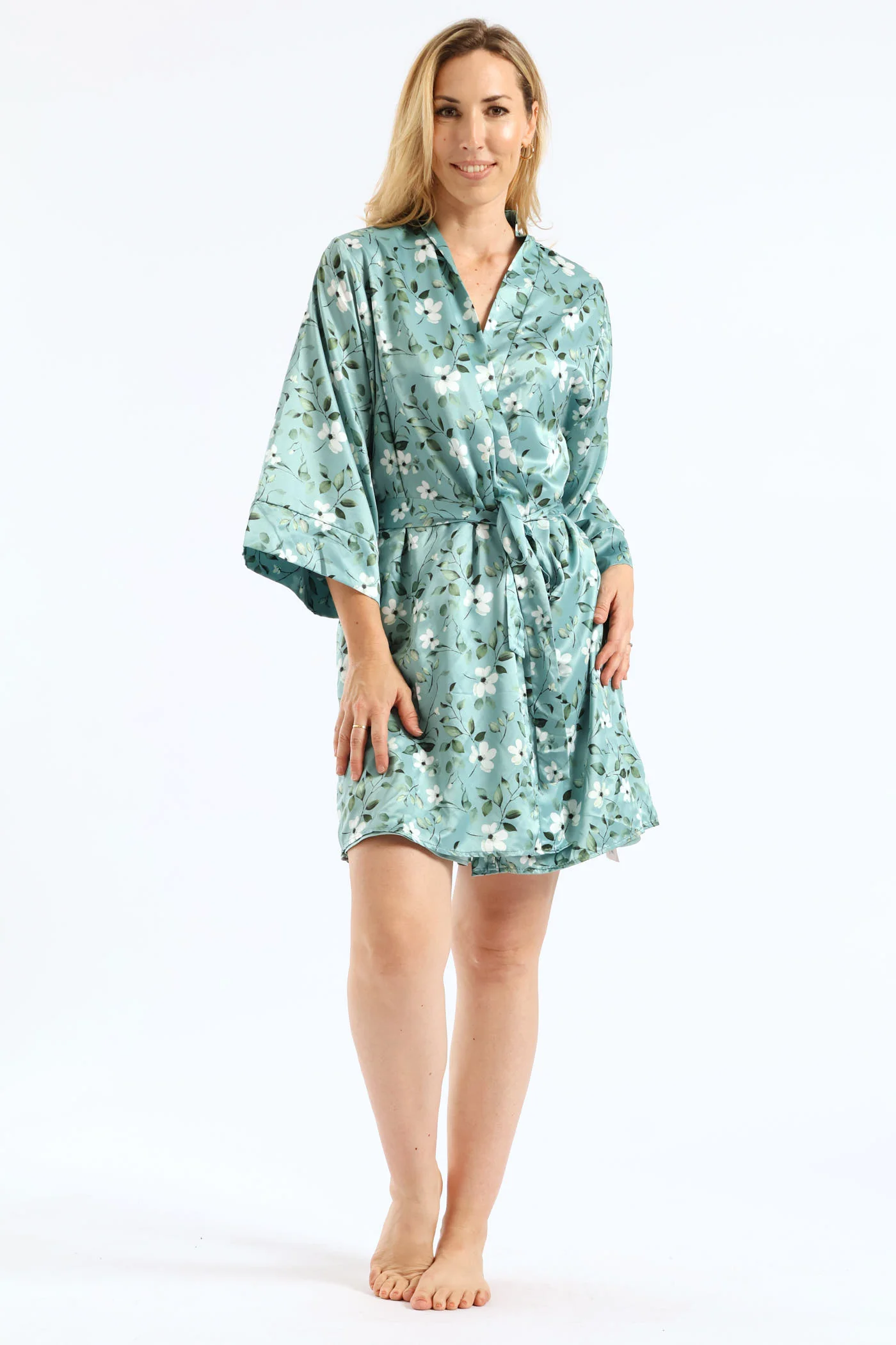 Gown & Chemise Floral Satin Set - Duck Egg - Image 5
