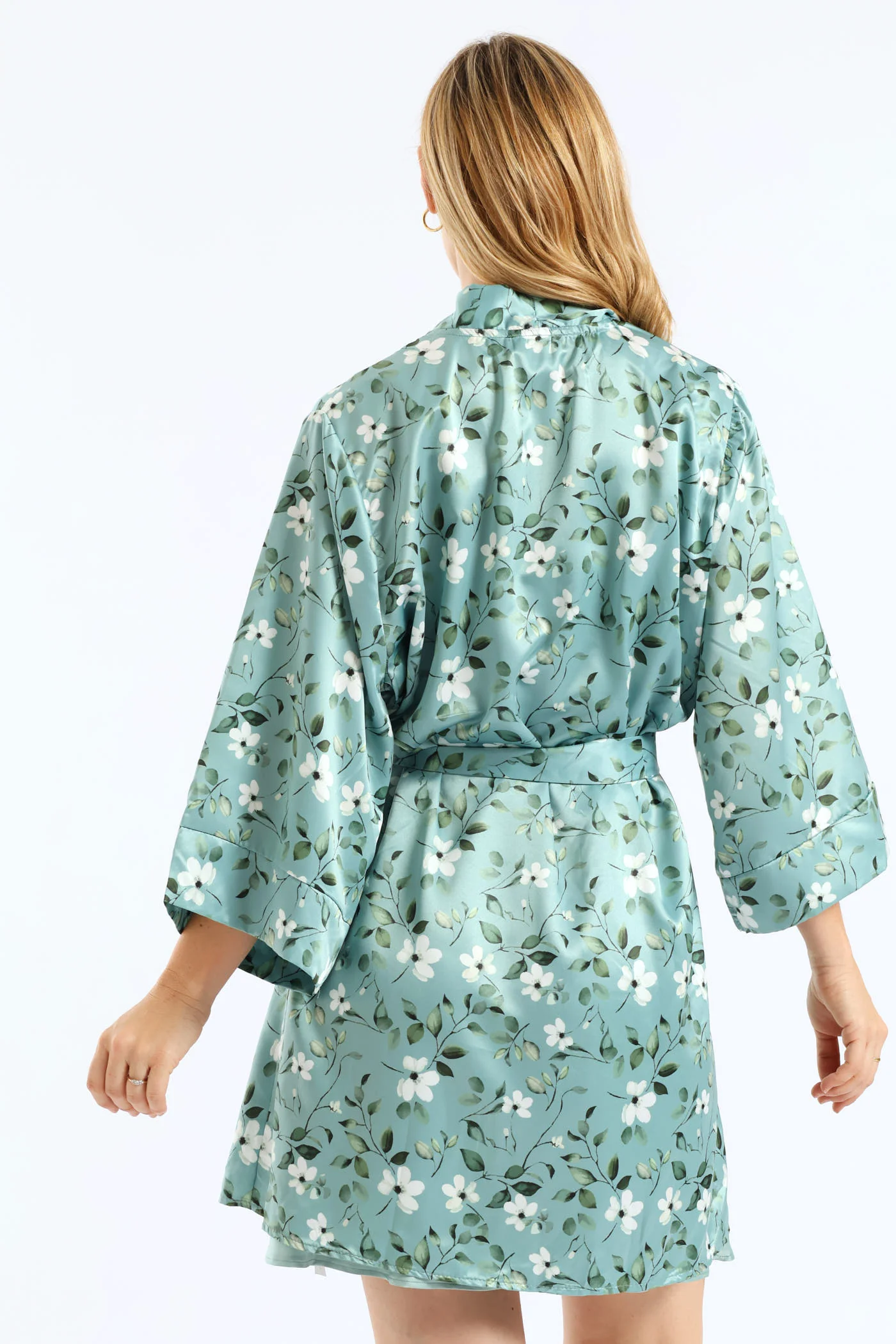 Gown & Chemise Floral Satin Set - Duck Egg - Image 7