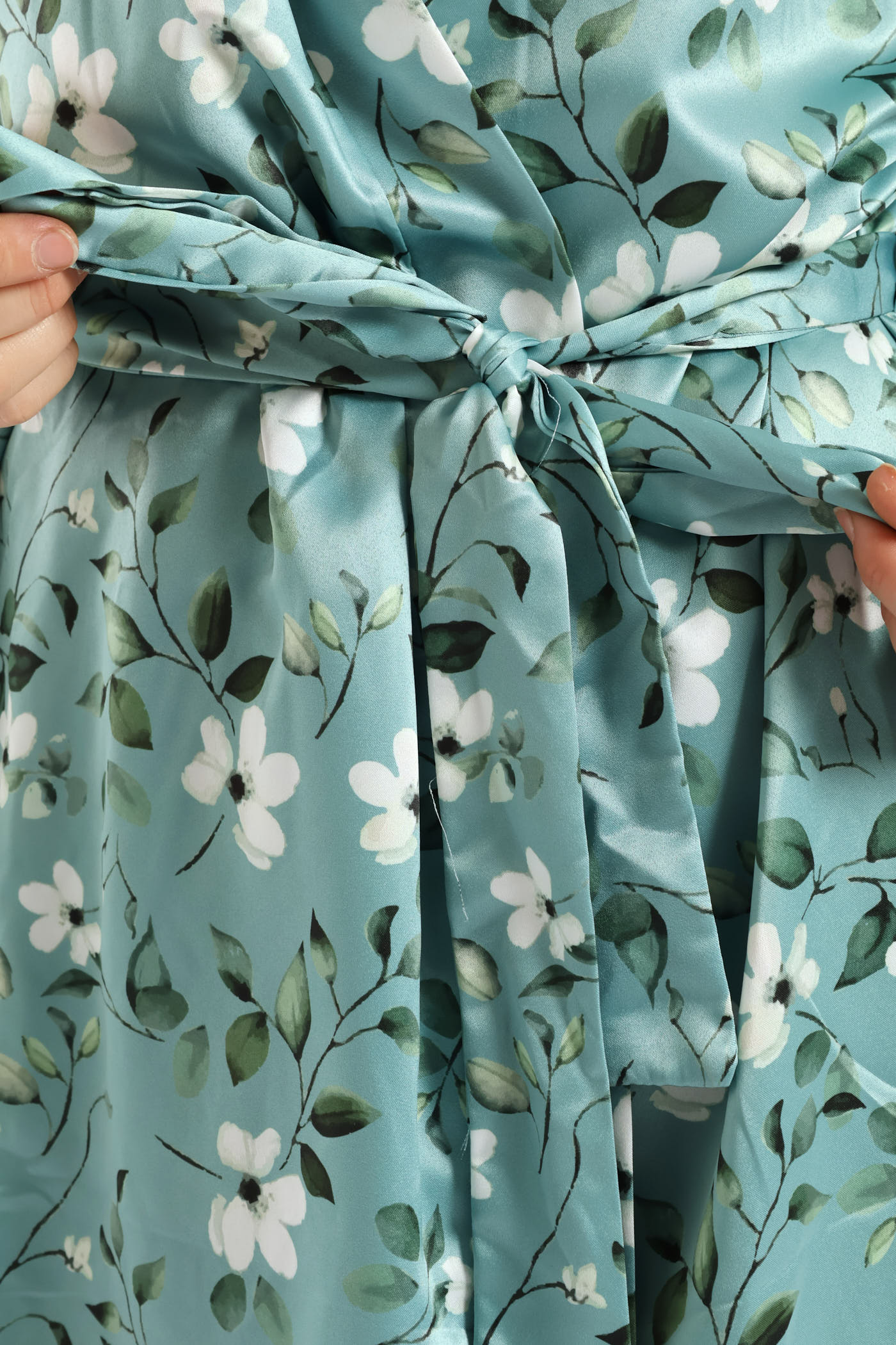 Gown & Chemise Floral Satin Set - Duck Egg - Image 8
