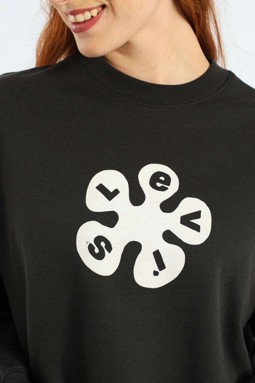 GR Leo Raw Cut Crewneck Top - Black - Image 3