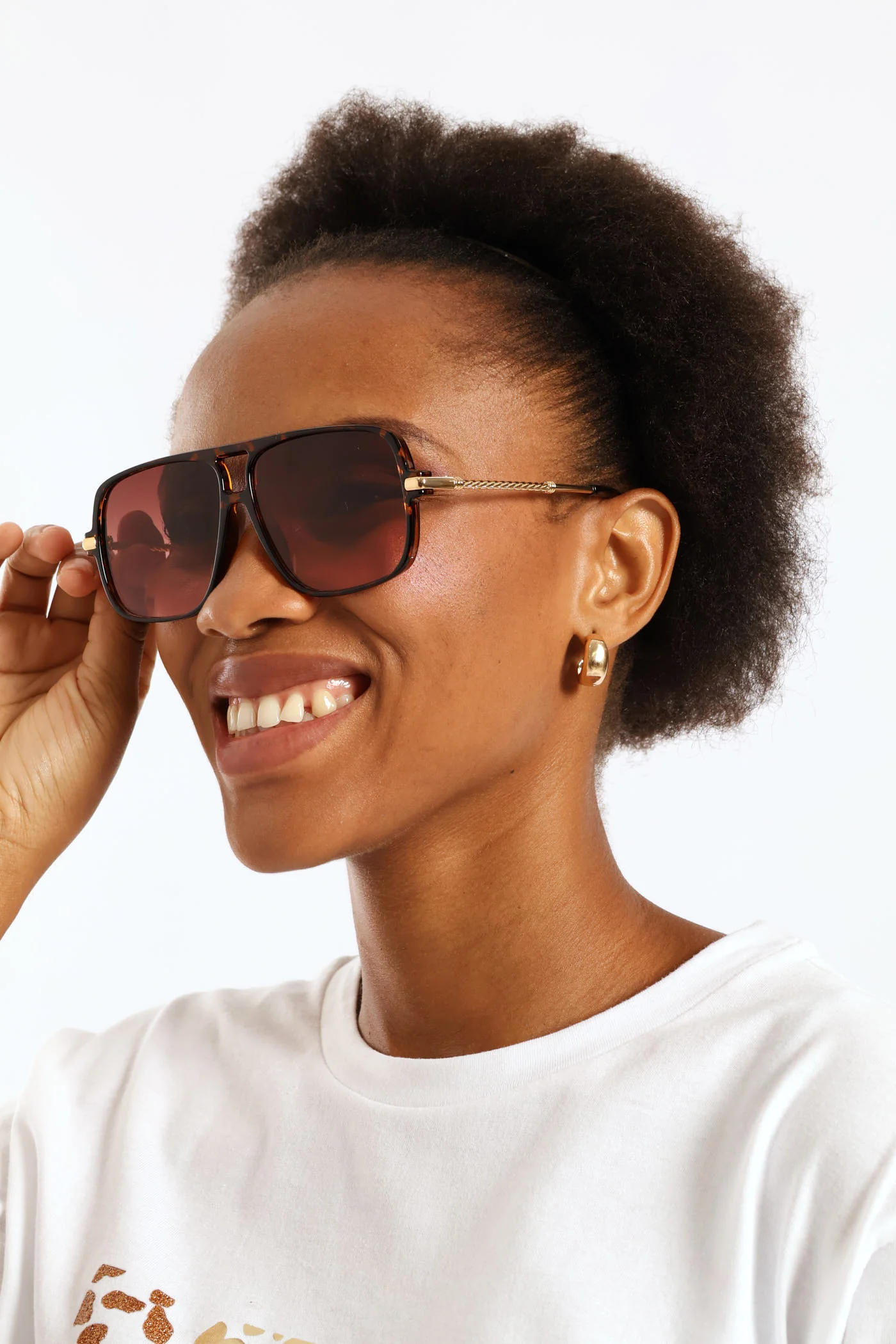 Gradient Retro Sunglasses - Tortoise - Image 4