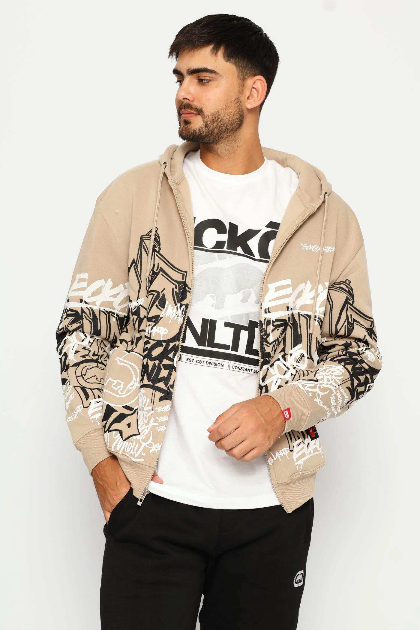 Graffiti Hoodie - Taupe - Image 2