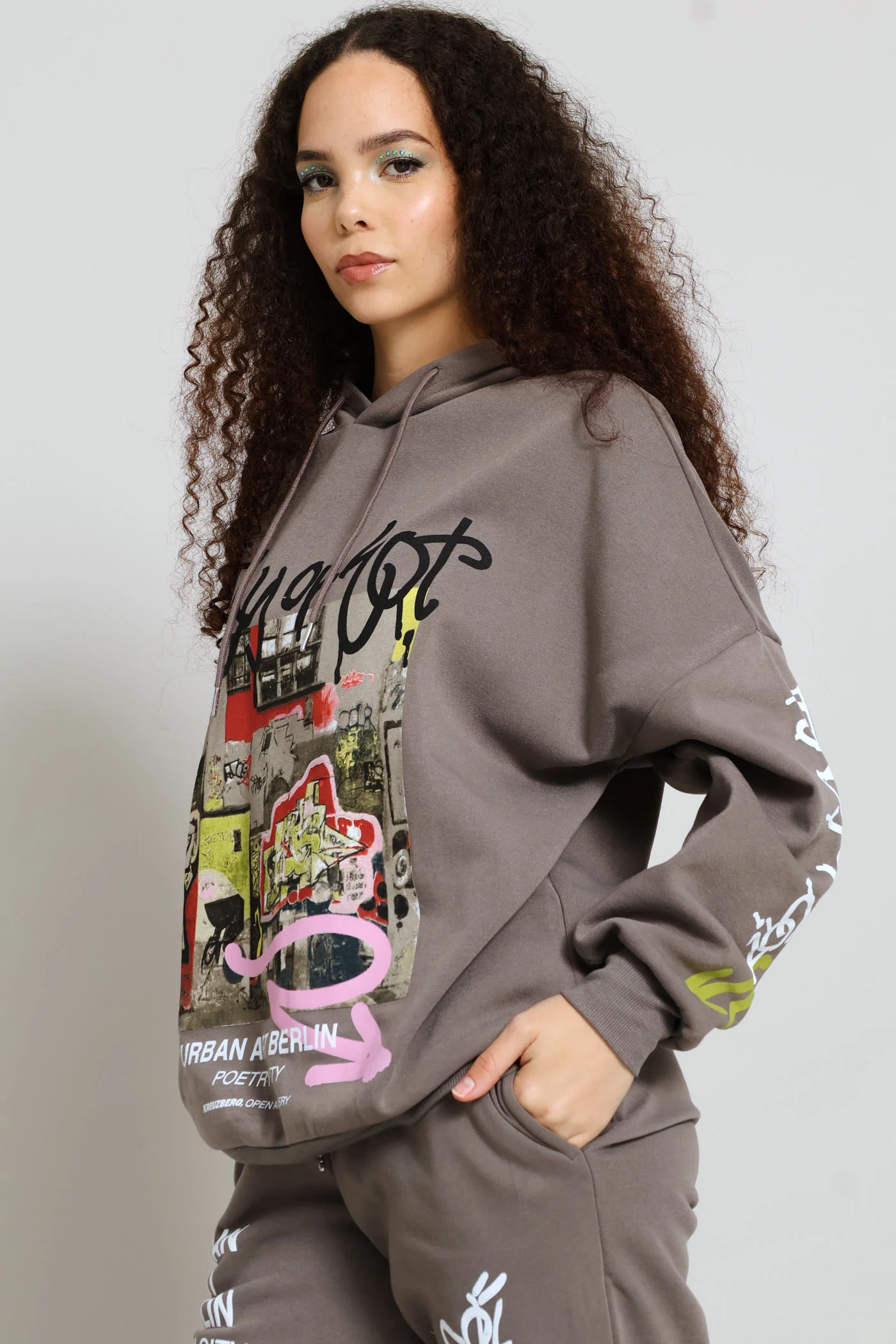 Graffiti Oversized Hoody - Charcoal - Image 3
