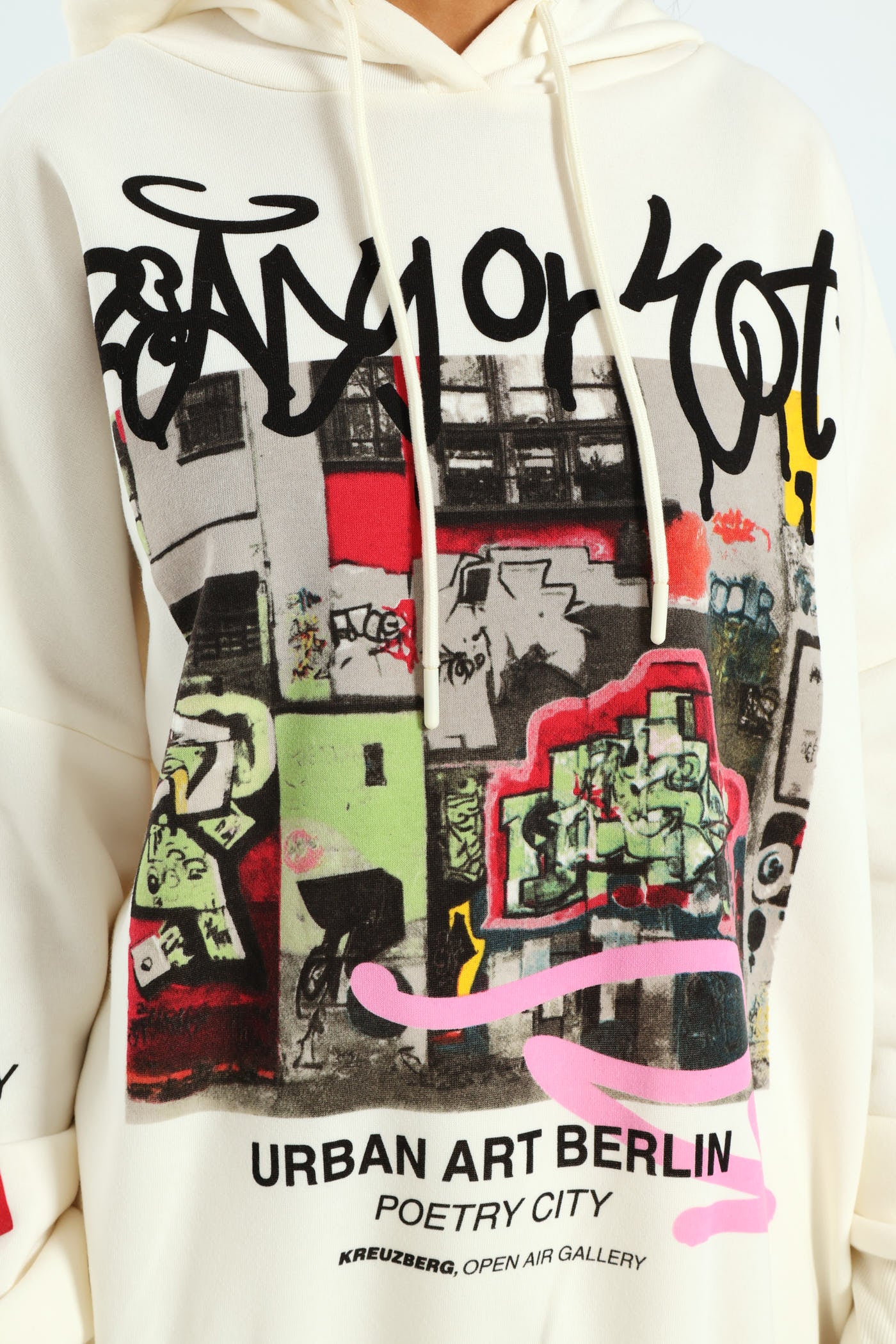 Graffiti Oversized Hoody - Cream - Image 2