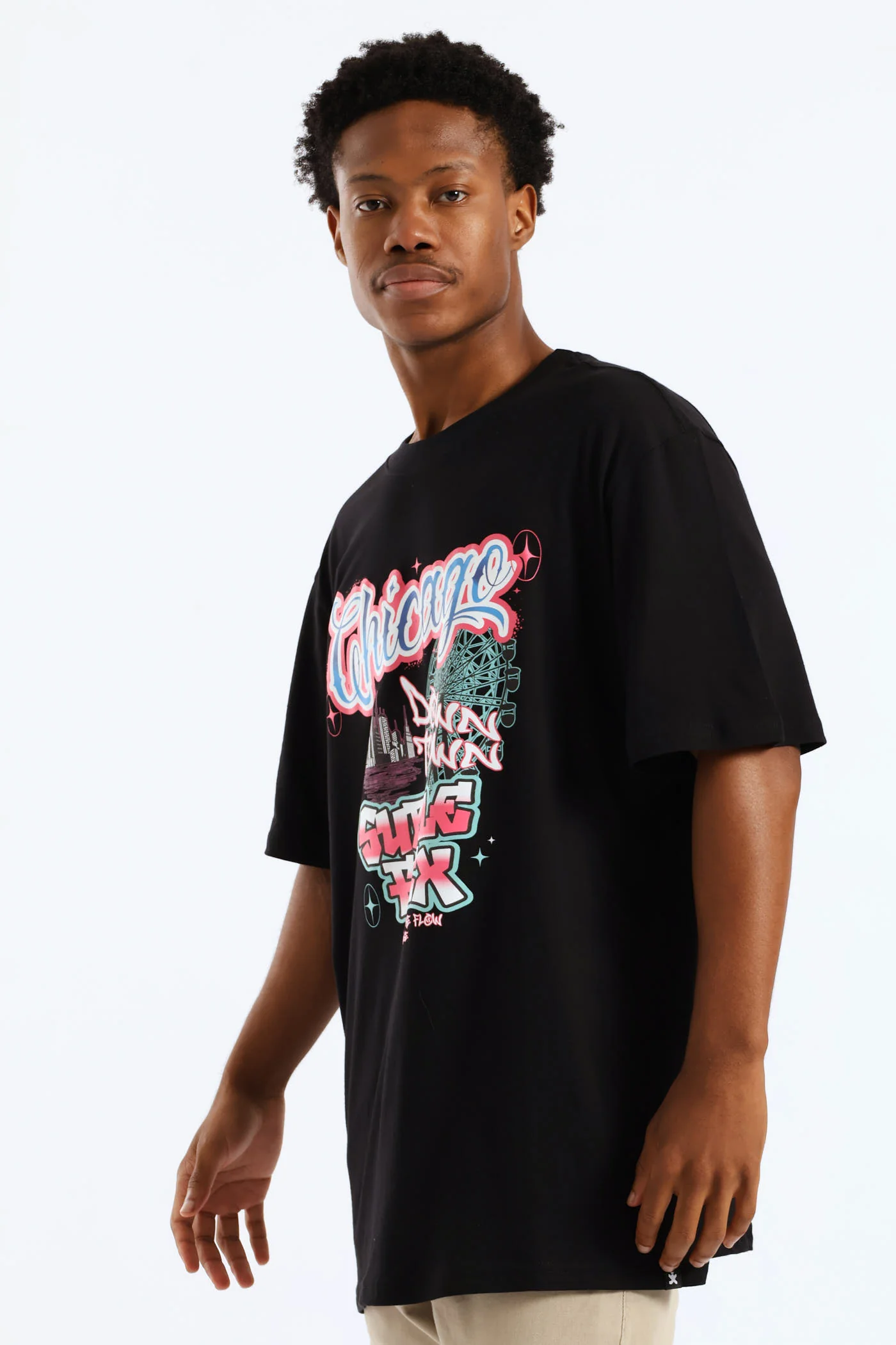 Graffiti Print Tee - Black - Image 3