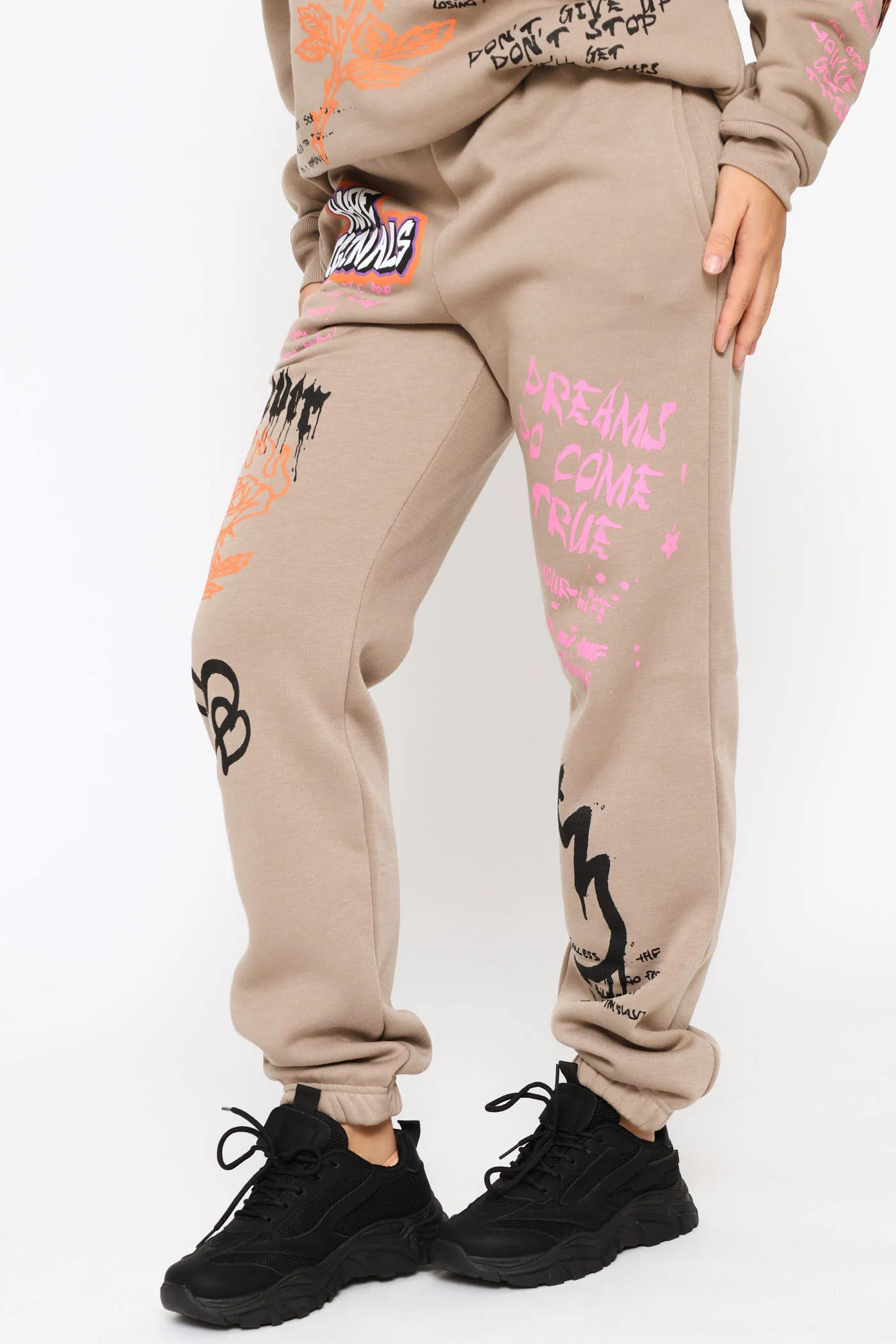 Graph Printed Jogger - Mocha - Image 3