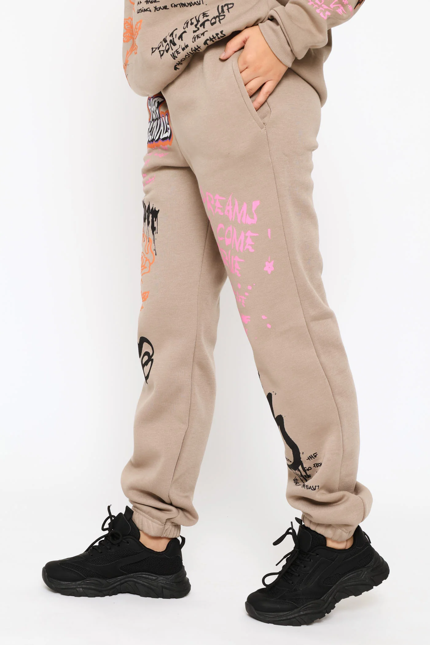Graph Printed Jogger - Mocha - Image 4