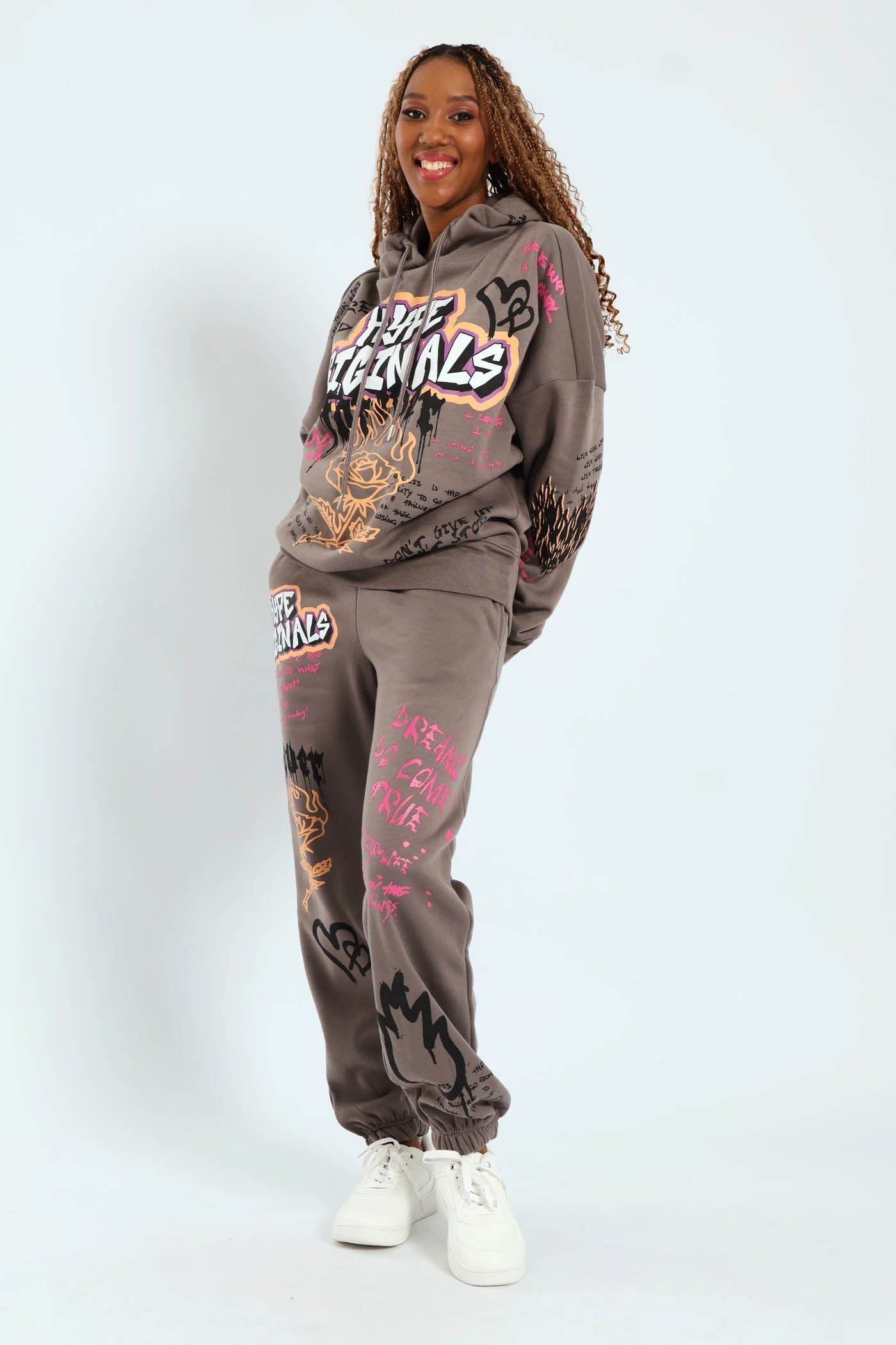 Graphic Printed Oversized Hoody - Charcoal - Image 2