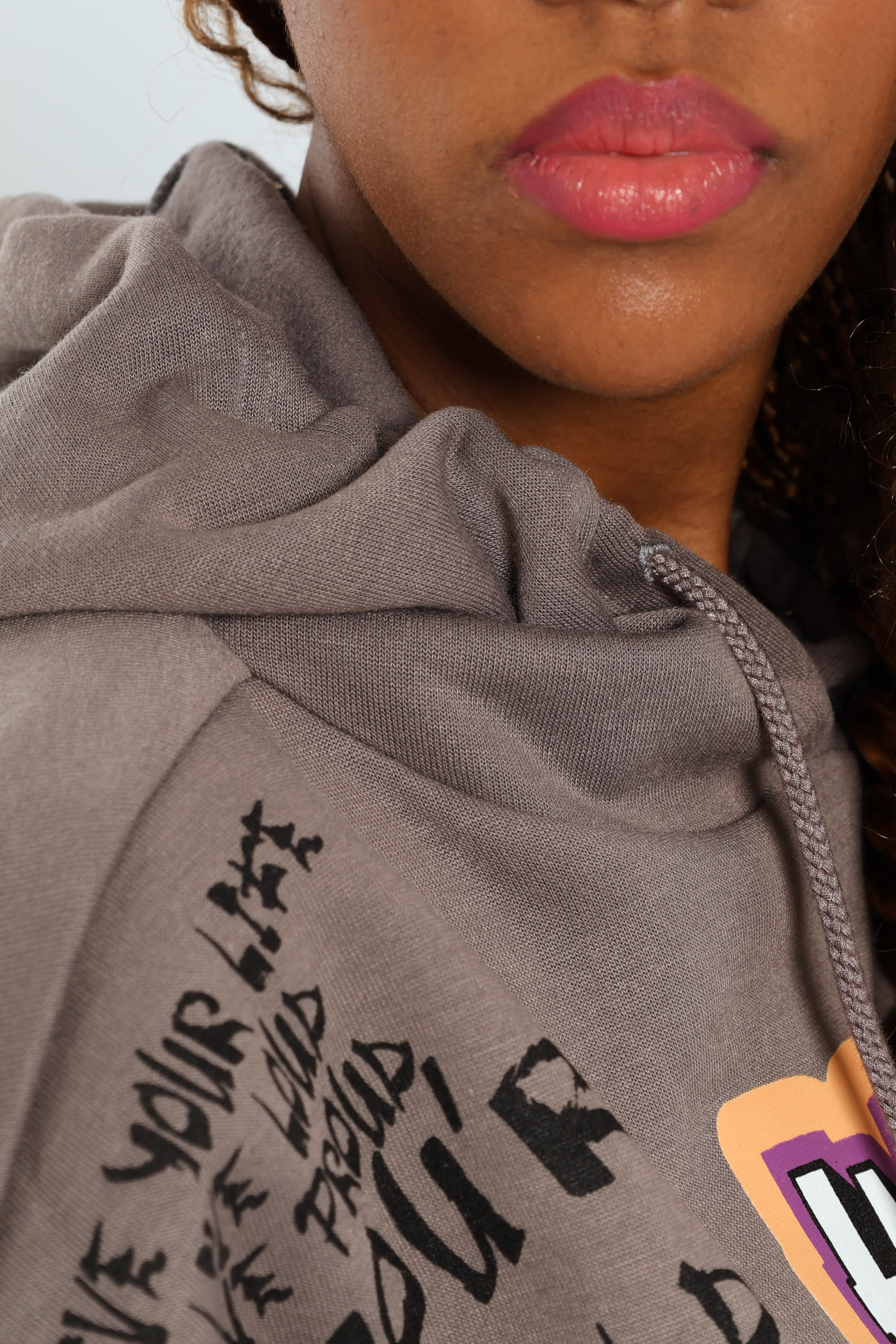 Graphic Printed Oversized Hoody - Charcoal - Image 5