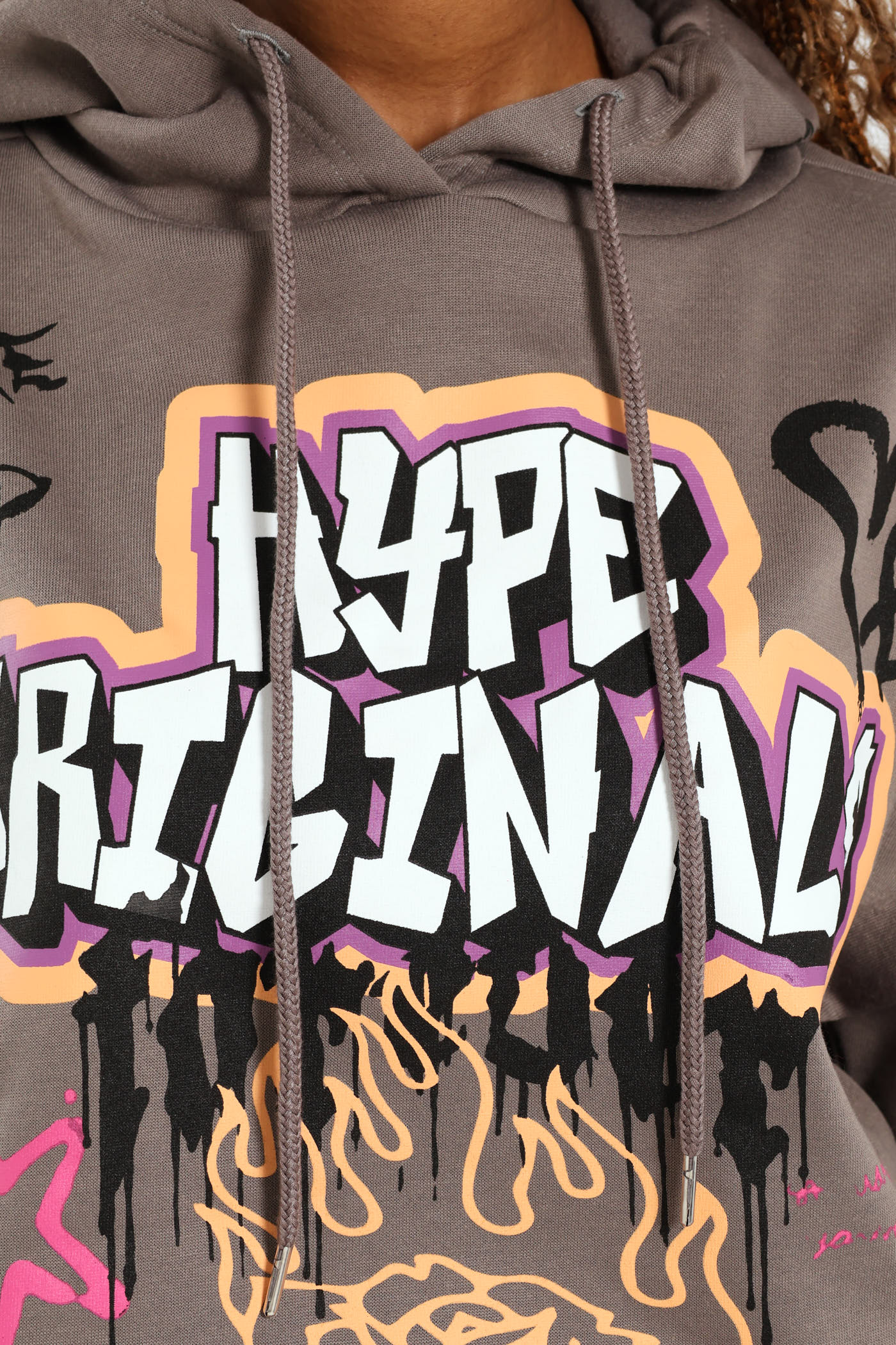 Graphic Printed Oversized Hoody - Charcoal - Image 6