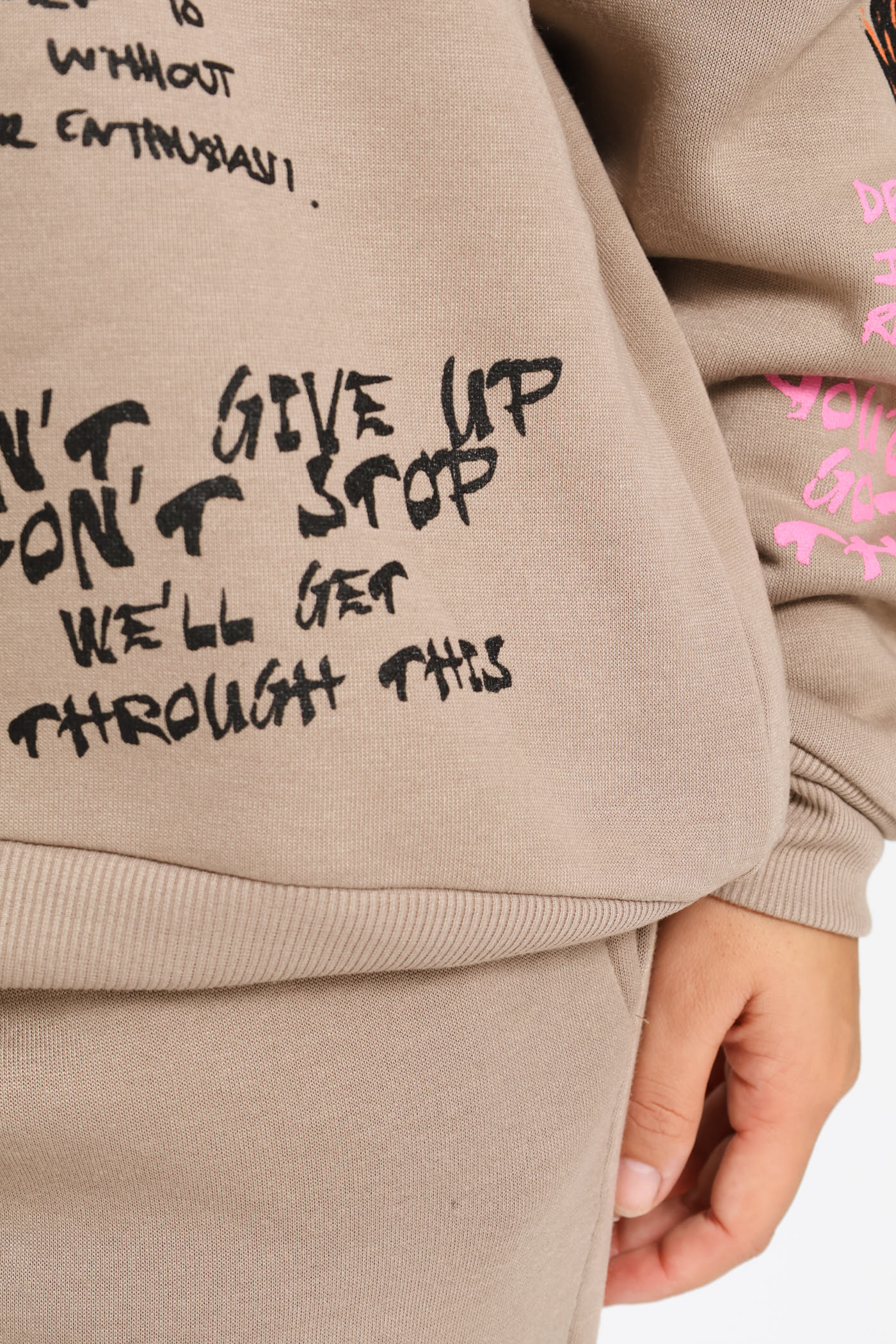 Graph Printed Oversized Hoody - Mocha - Image 6