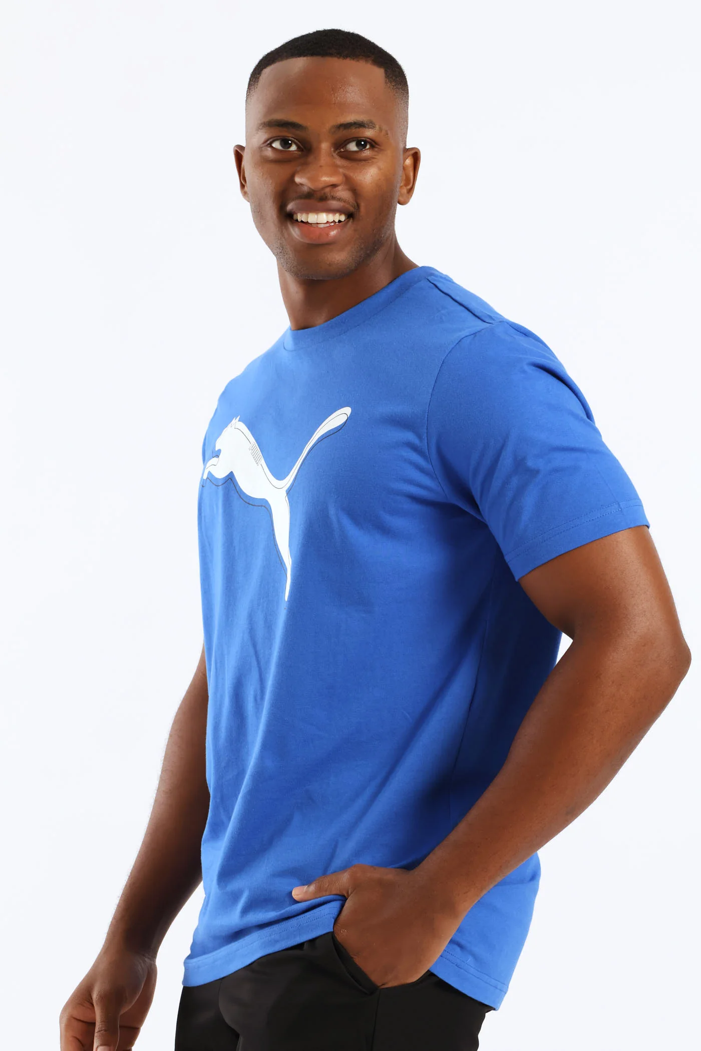 Graphic Cat Logo Tee - Blue - Image 3