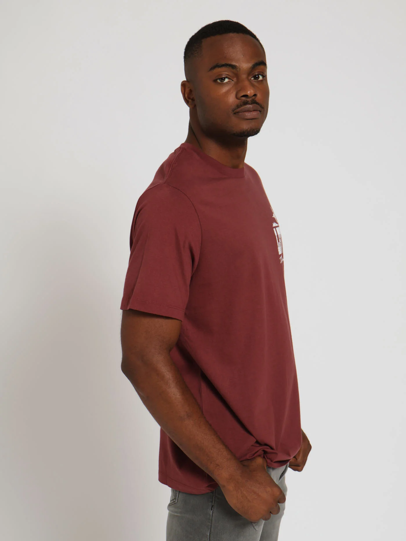 Graphic Crewneck Tee - Burgundy - Image 3