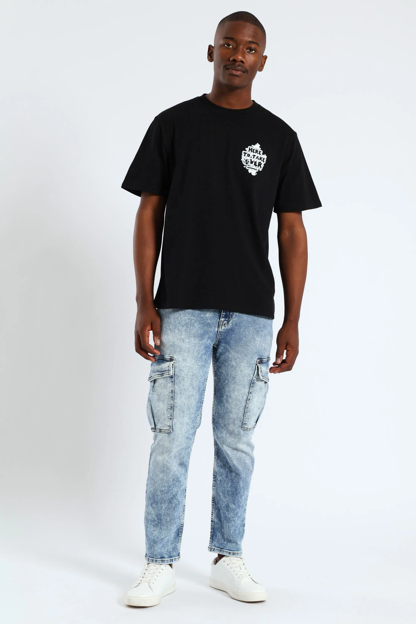 Graphic Front & Back Print Tee - Black - Image 2
