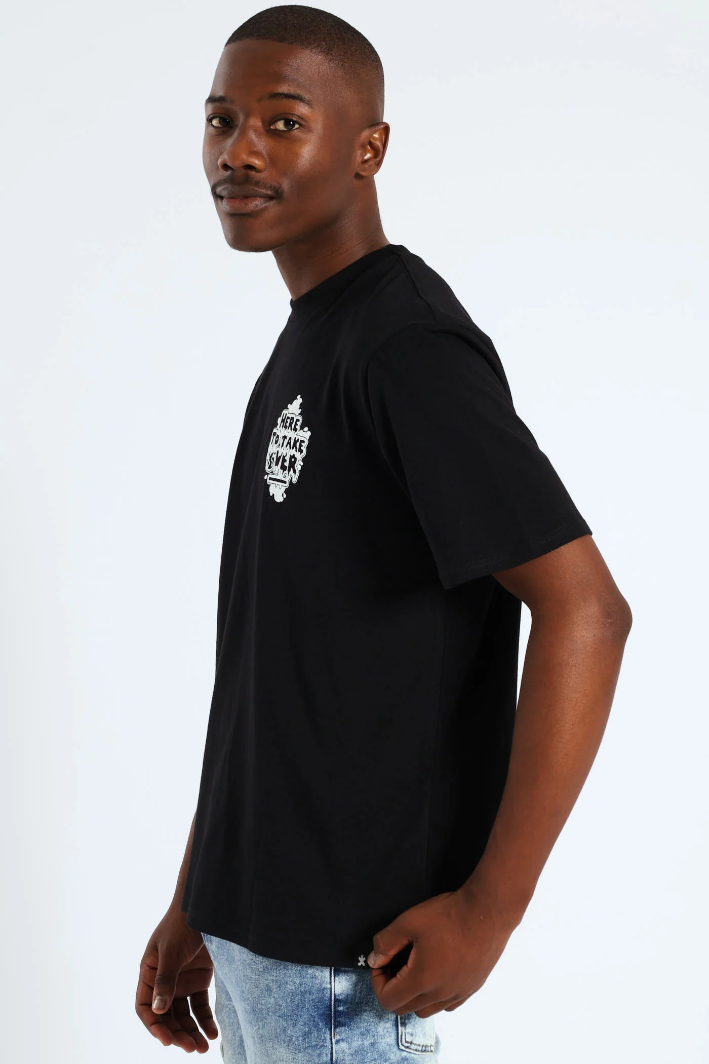 Graphic Front & Back Print Tee - Black - Image 3