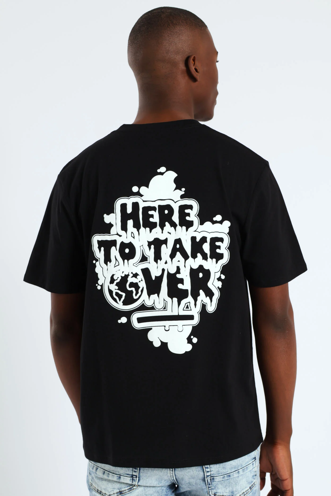 Graphic Front & Back Print Tee - Black - Image 5