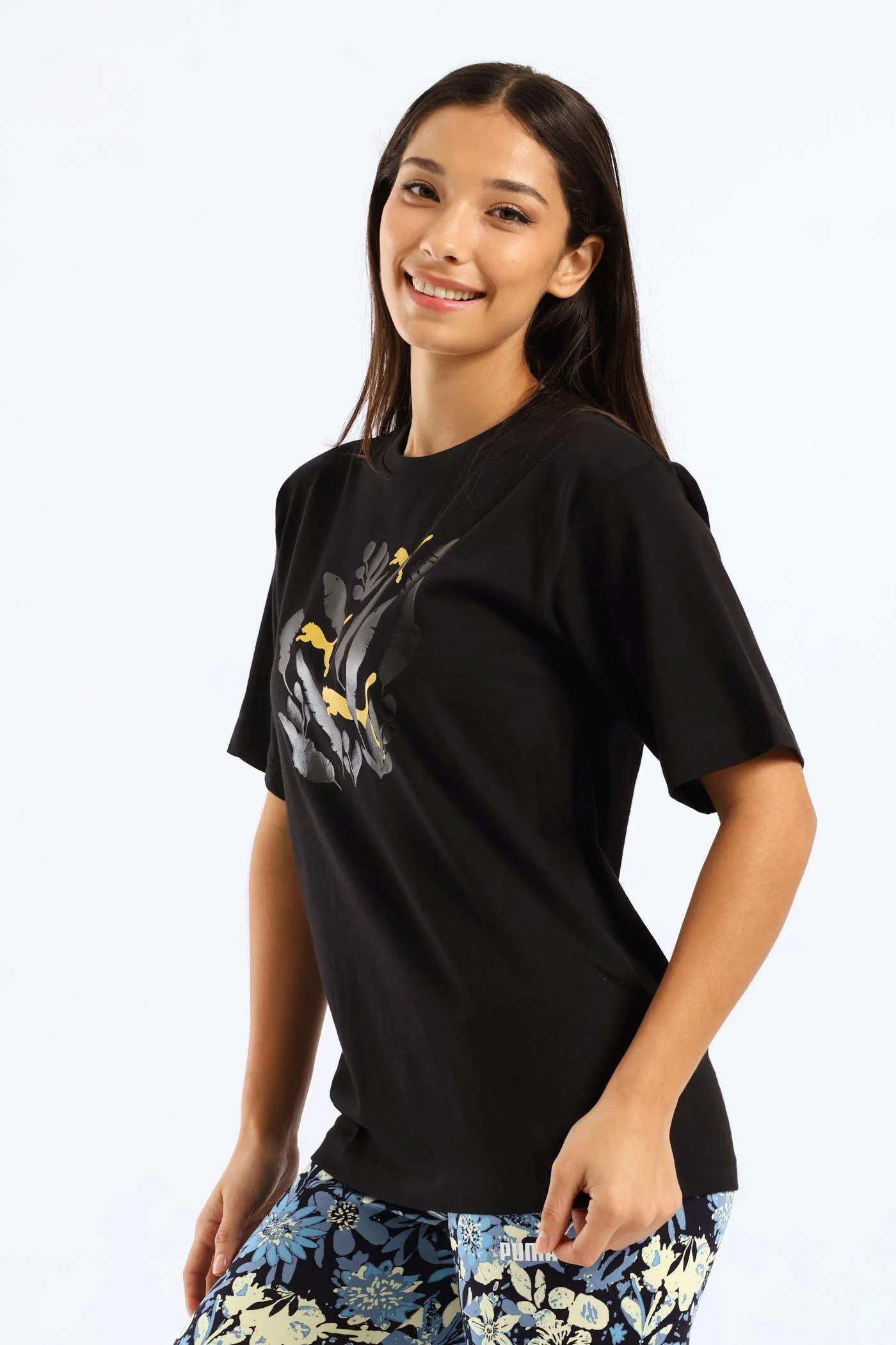 Graphic Relaxed Leaf Tee - Black - Image 3