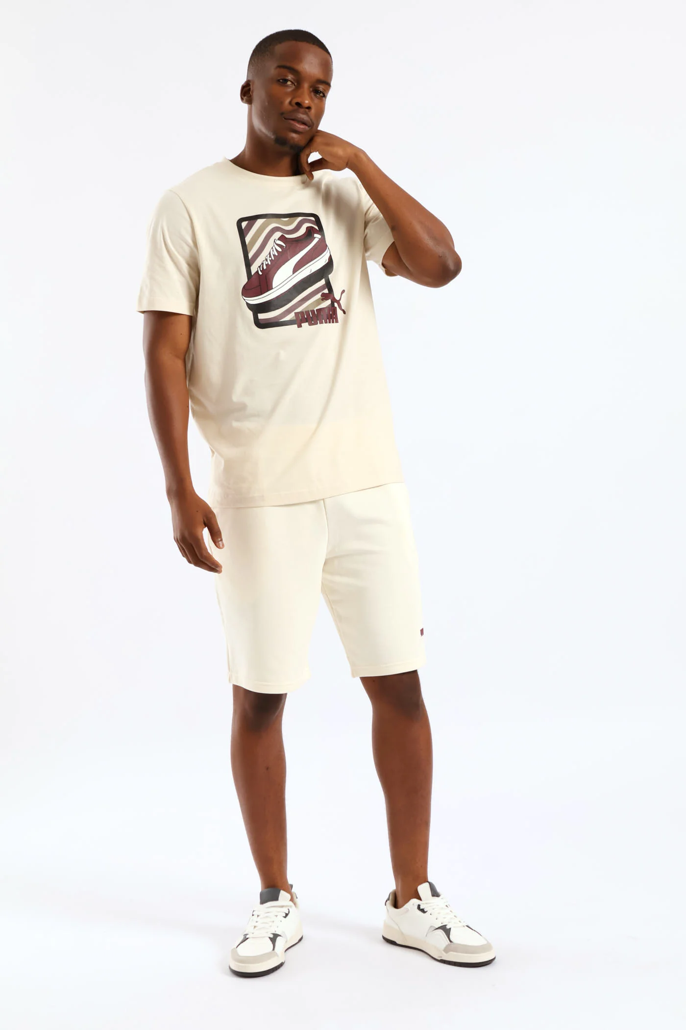 Graphic Sneaker Tee - Cream - Image 4