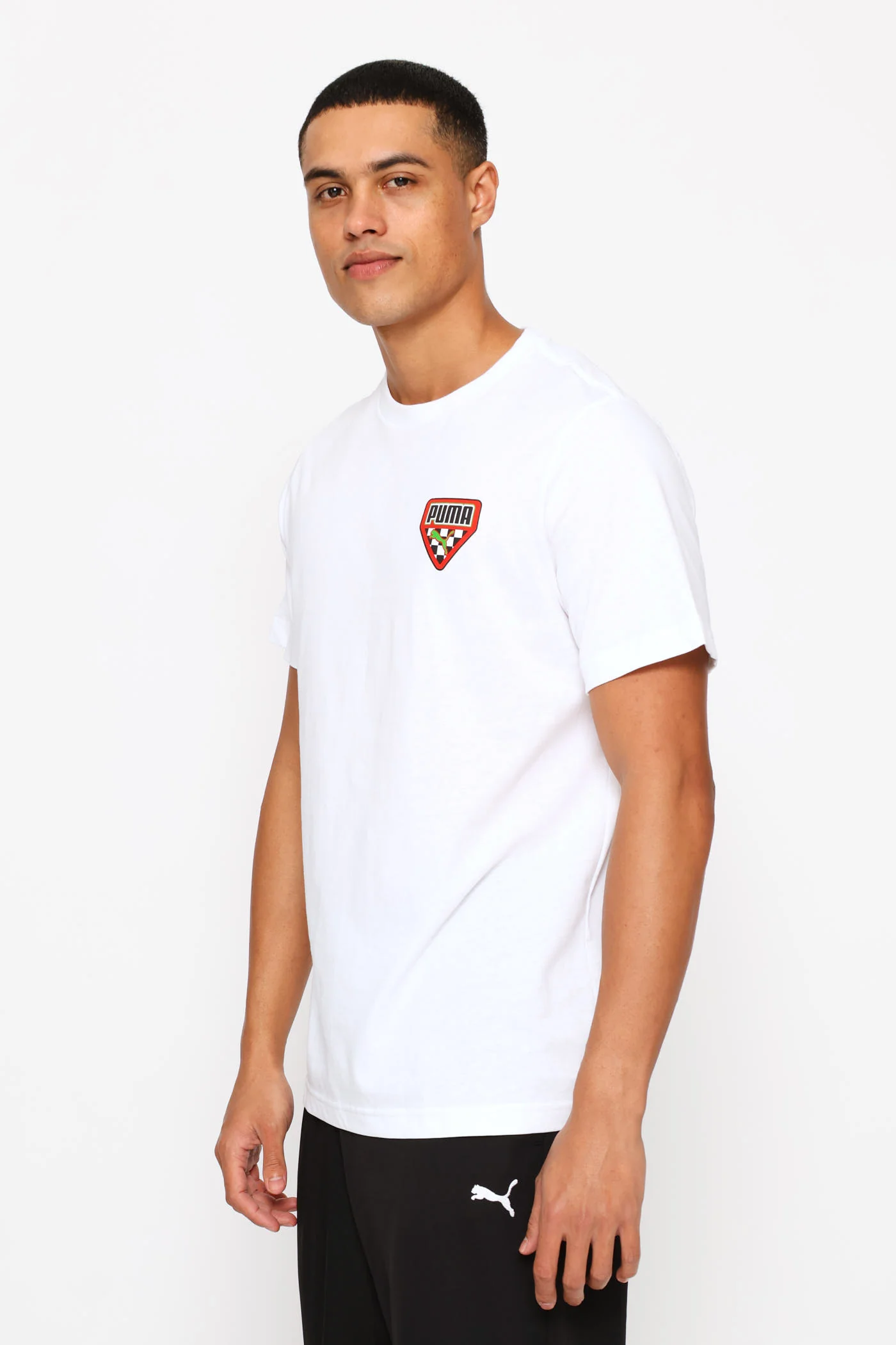Checkered Graphic Logo Tee - White - Image 3