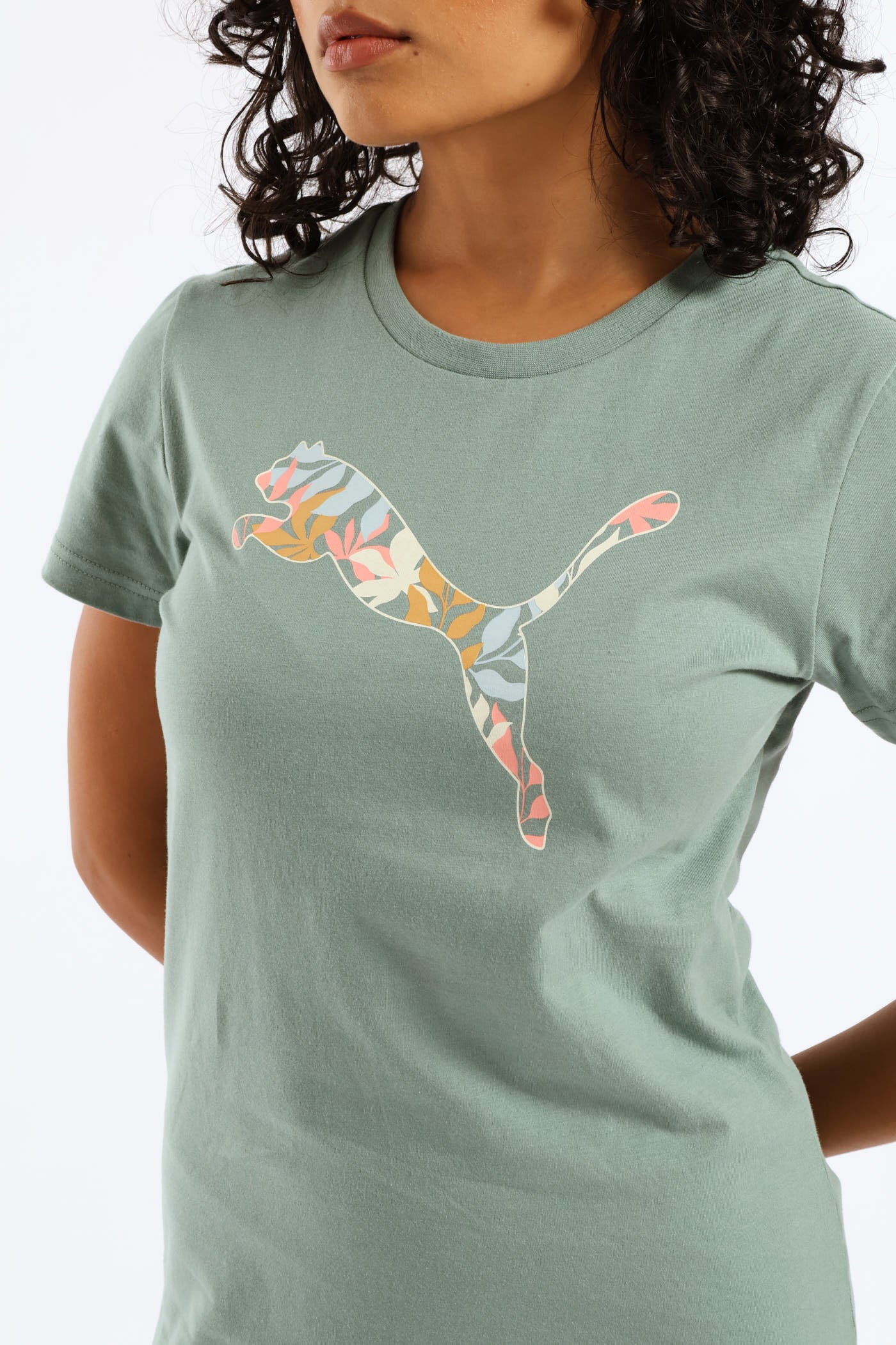Graphics Floral Cat Logo Tee - Green - Image 2
