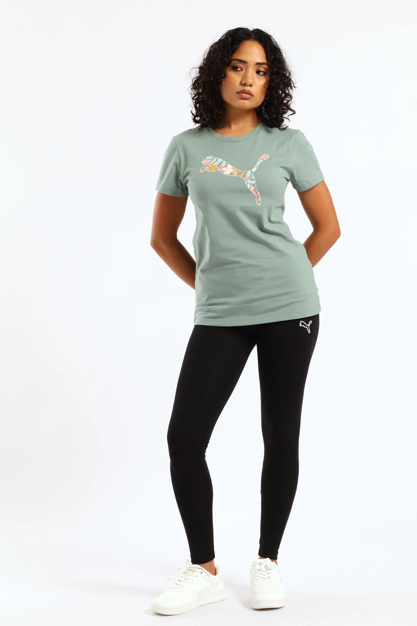 Graphics Floral Cat Logo Tee - Green - Image 4