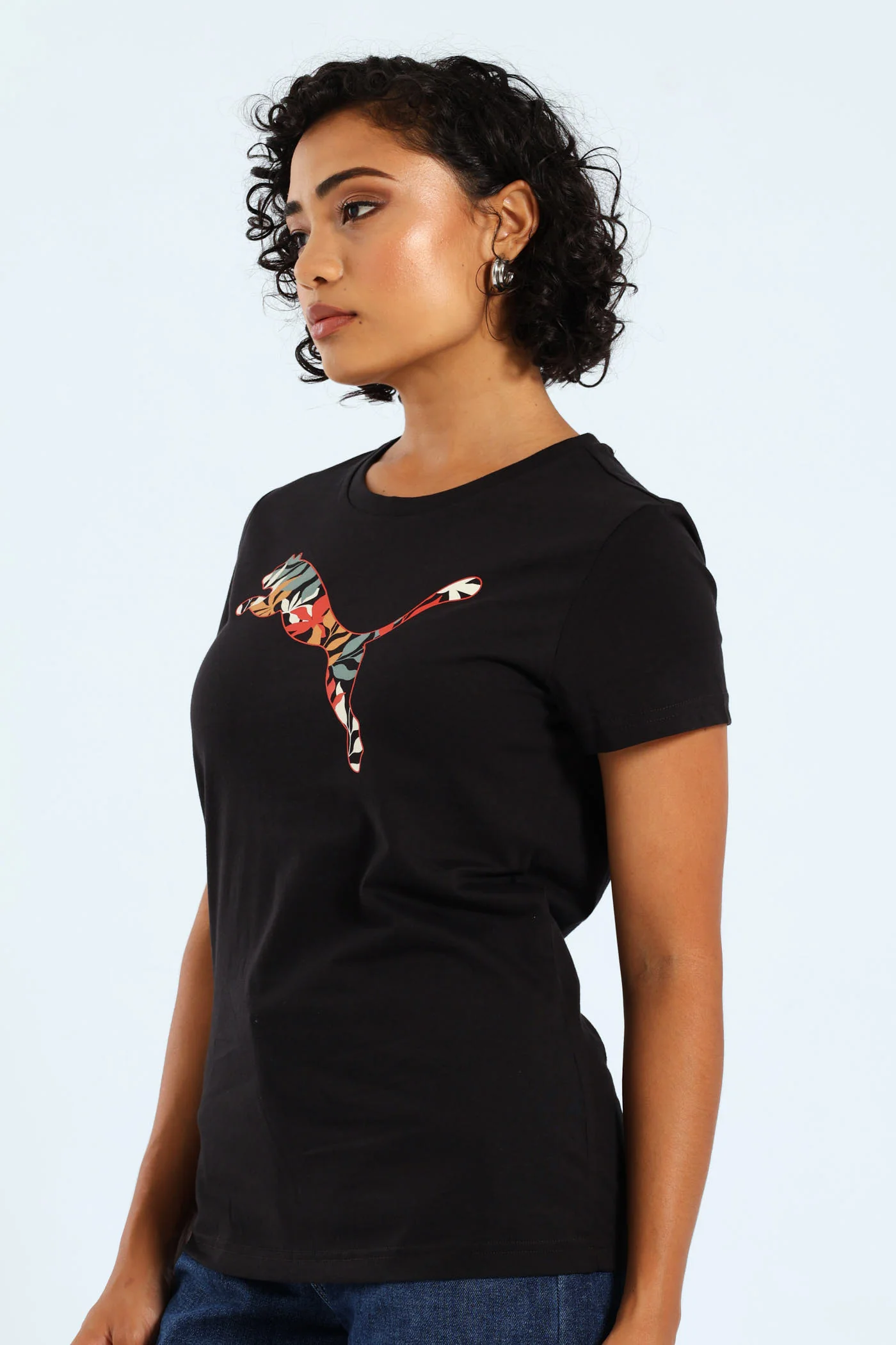 Graphics Floral Puma Logo Tee - Black - Image 4