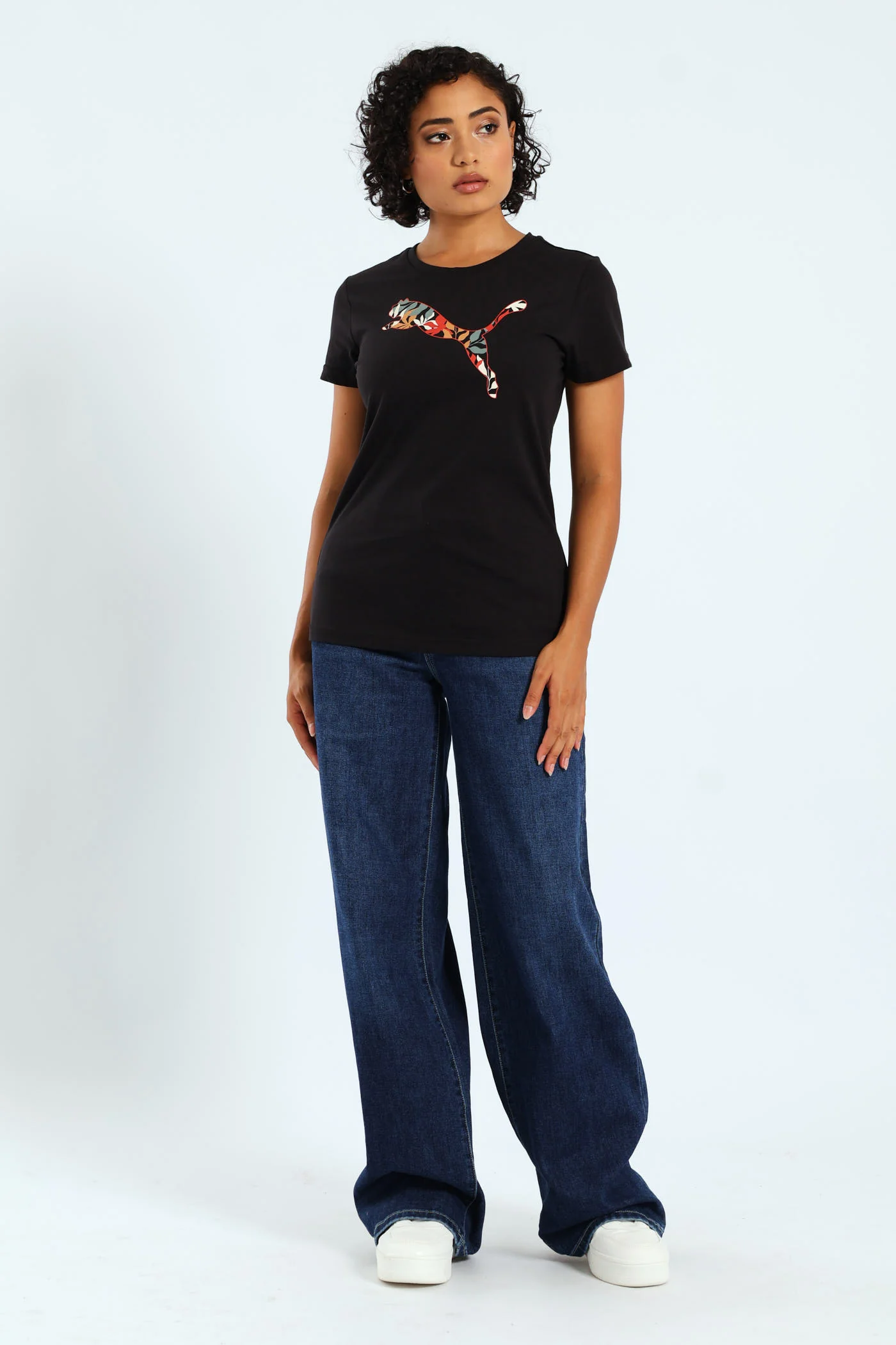 Graphics Floral Puma Logo Tee - Black - Image 5