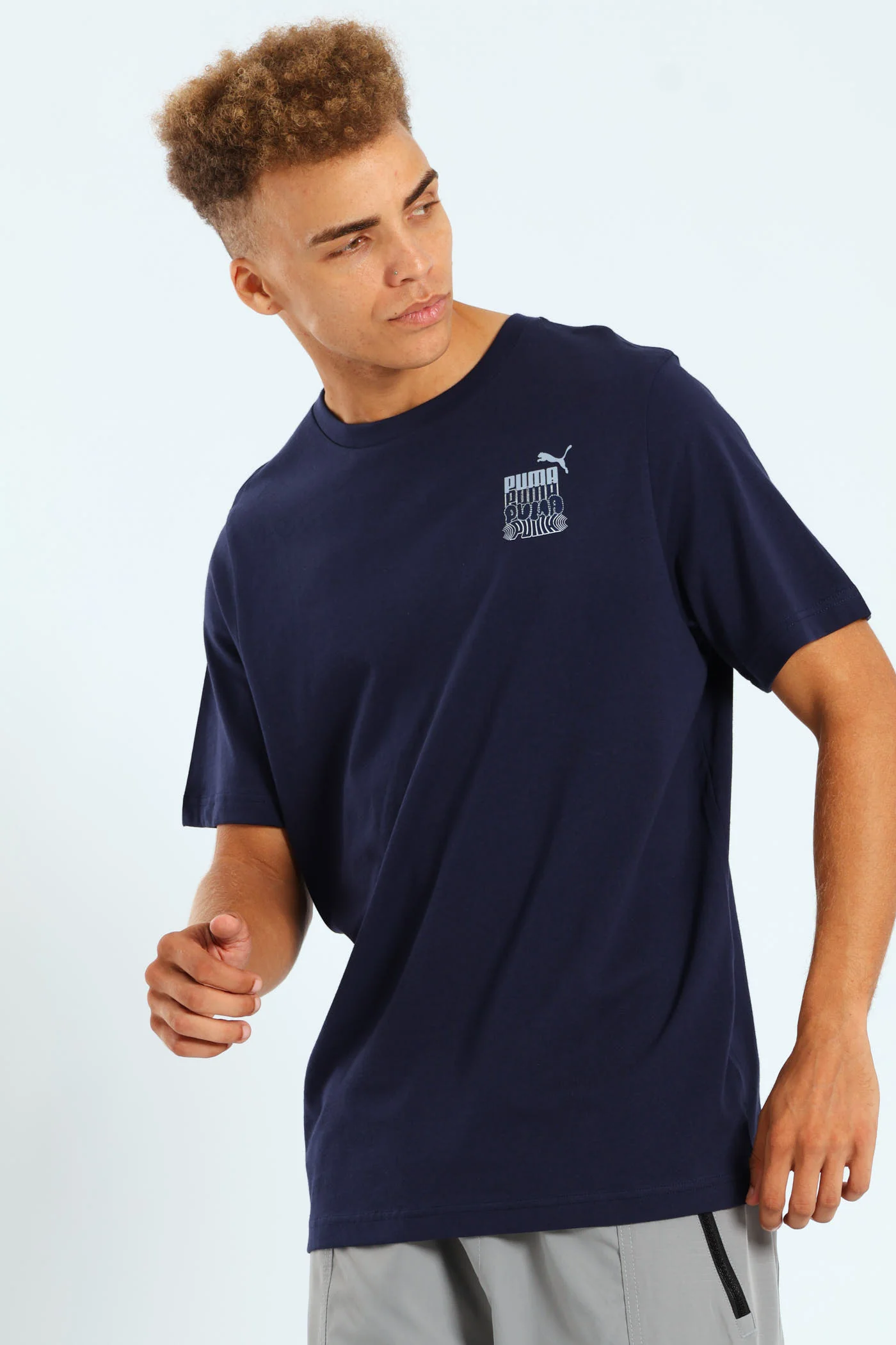 Graphics Logo Embroidery Tee - Navy - Image 3