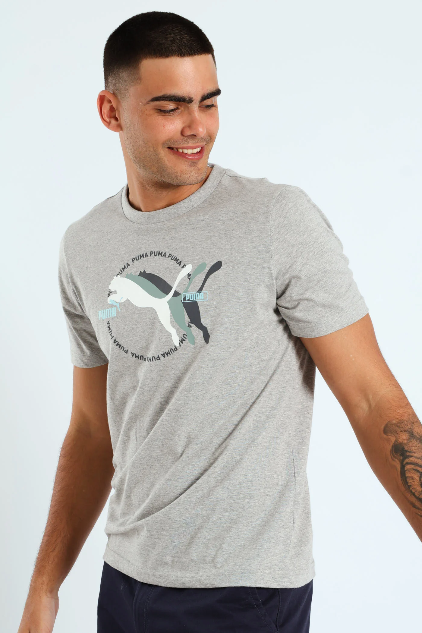 Graphics Multiple Cat Logo Tee - Light Grey - Image 2