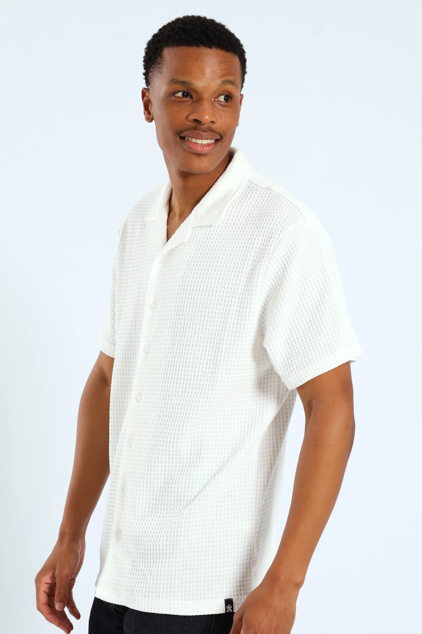 Grid Waffel Shirt - White - Image 3