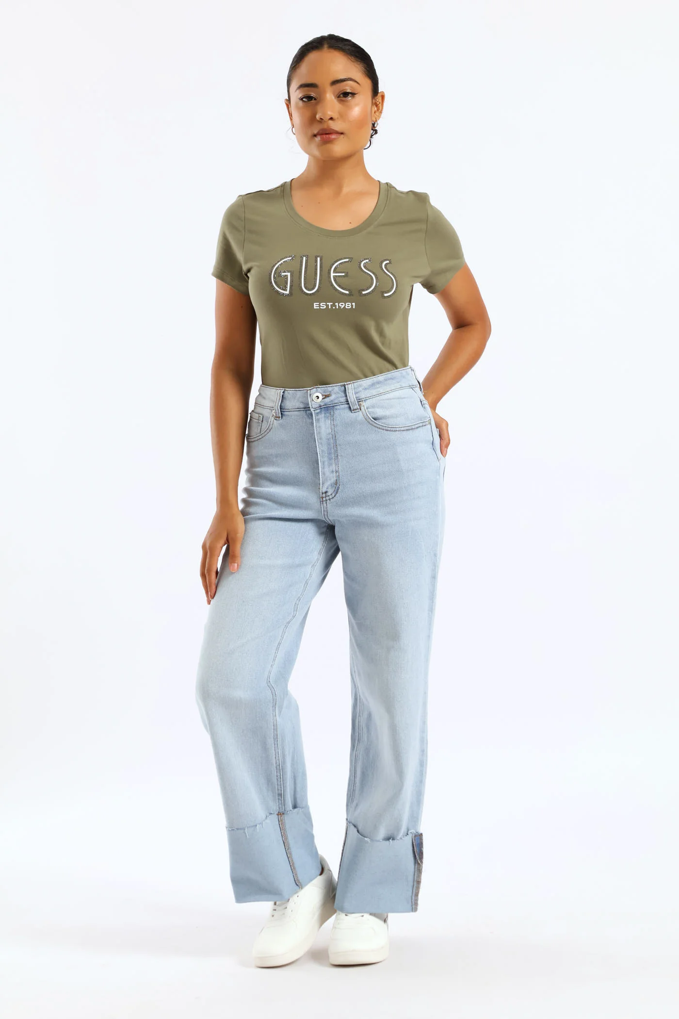 Guess Logo Tee - Green - Image 3