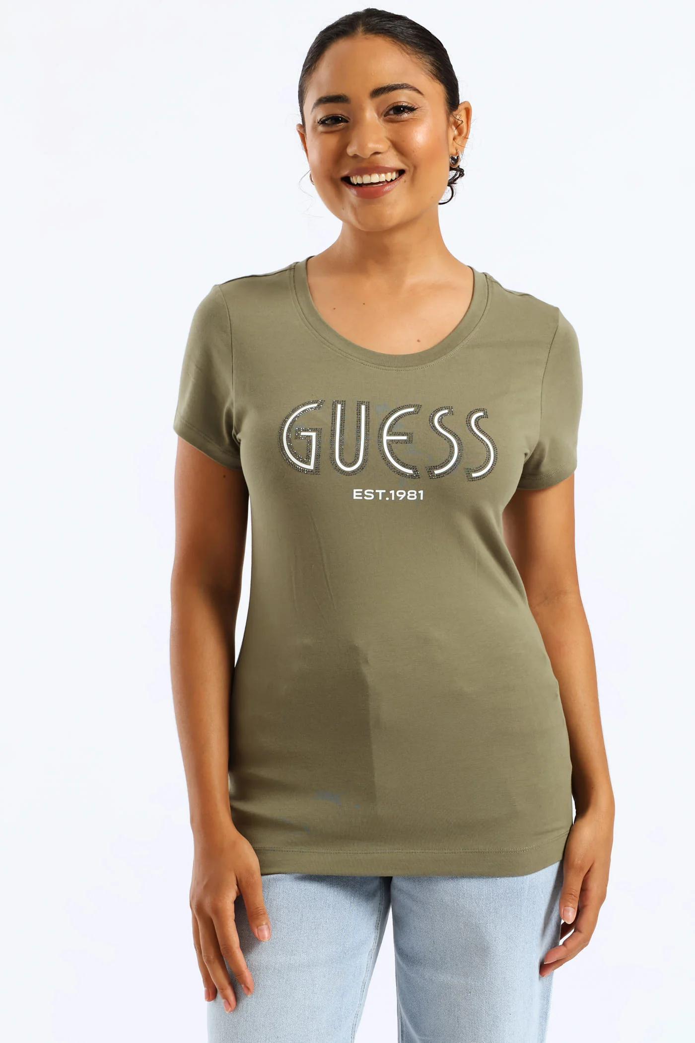 Guess Logo Tee - Green - Image 4