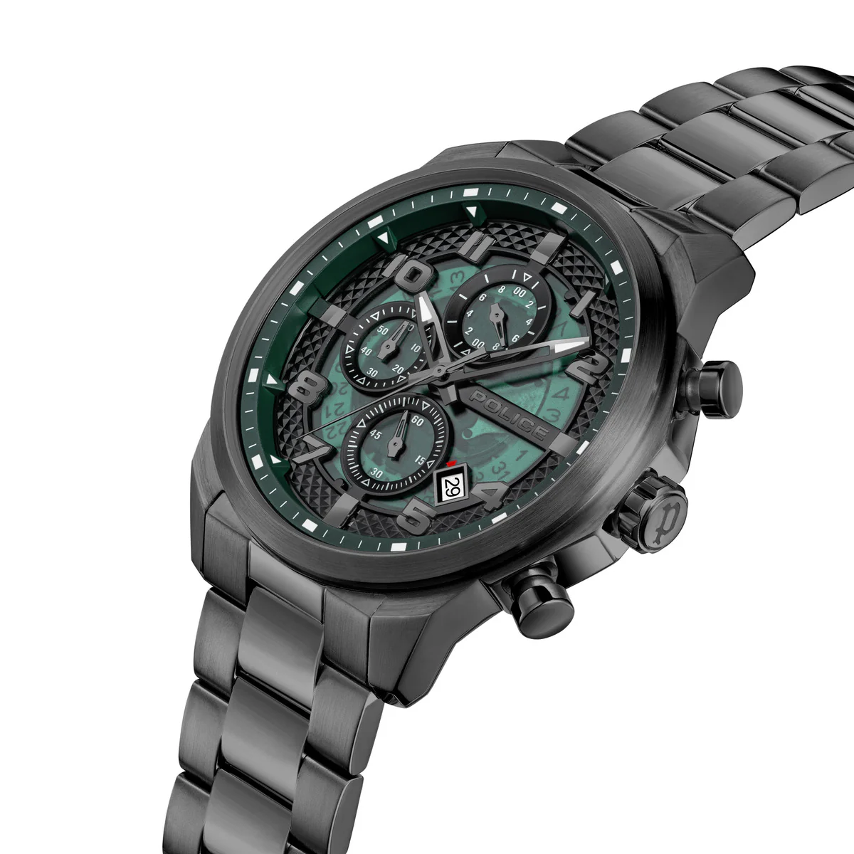 Gunmetal Case & Green Dial Watch With Gunmetal Strap - Image 2