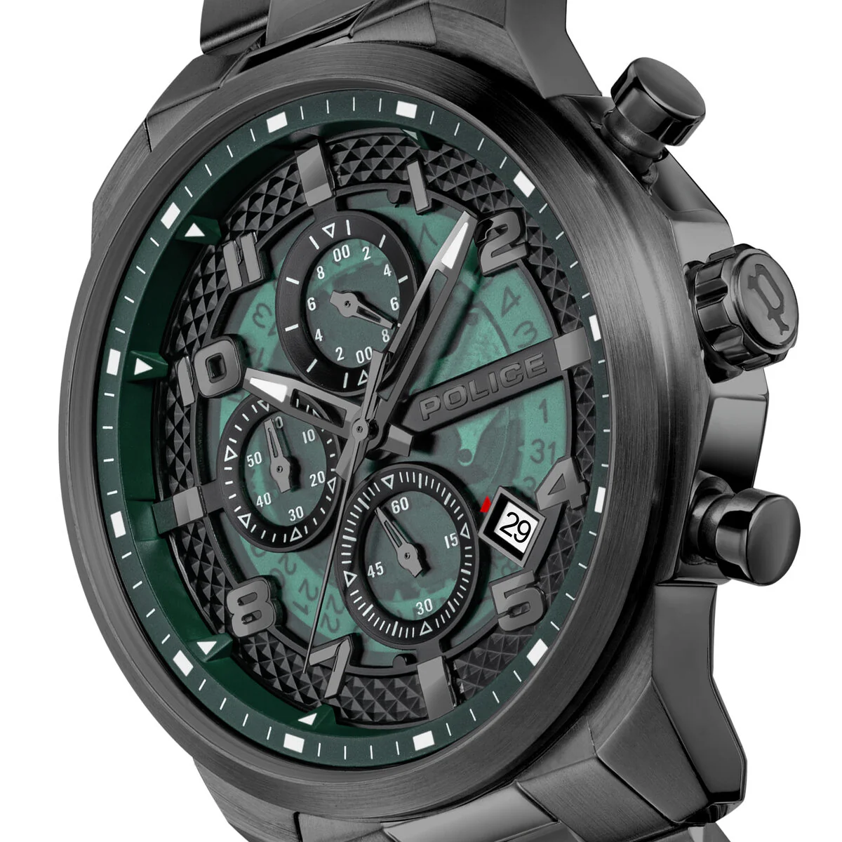 Gunmetal Case & Green Dial Watch With Gunmetal Strap - Image 4