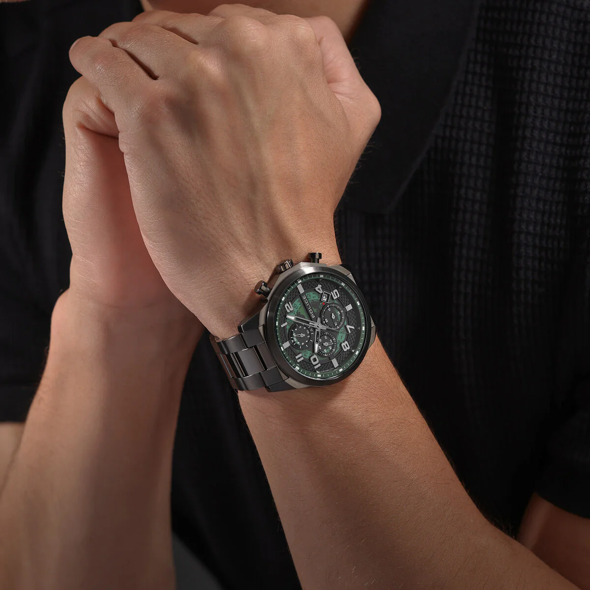 Gunmetal Case & Green Dial Watch With Gunmetal Strap - Image 5