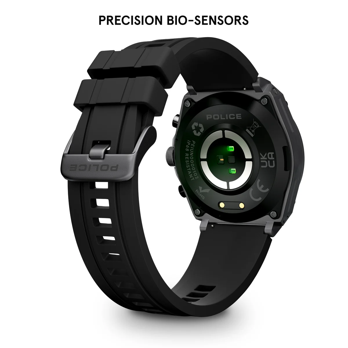 Gunmetal Case & LED Screen Smart Watch With Rubber Strap - Black - Image 5