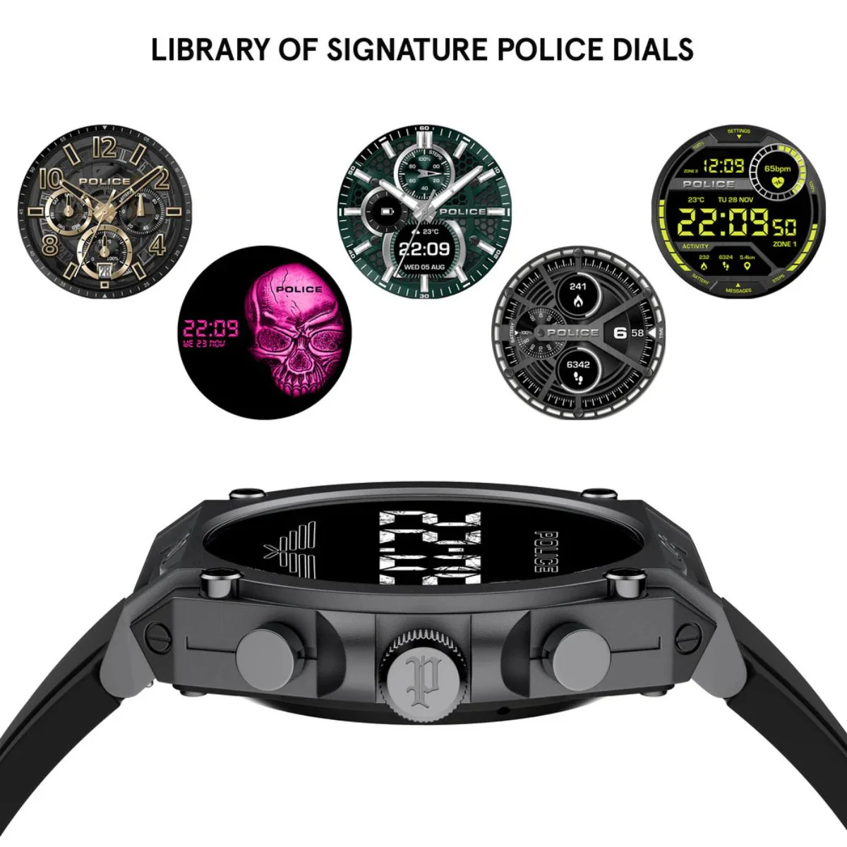 Gunmetal Case & LED Screen Smart Watch With Rubber Strap - Black - Image 7