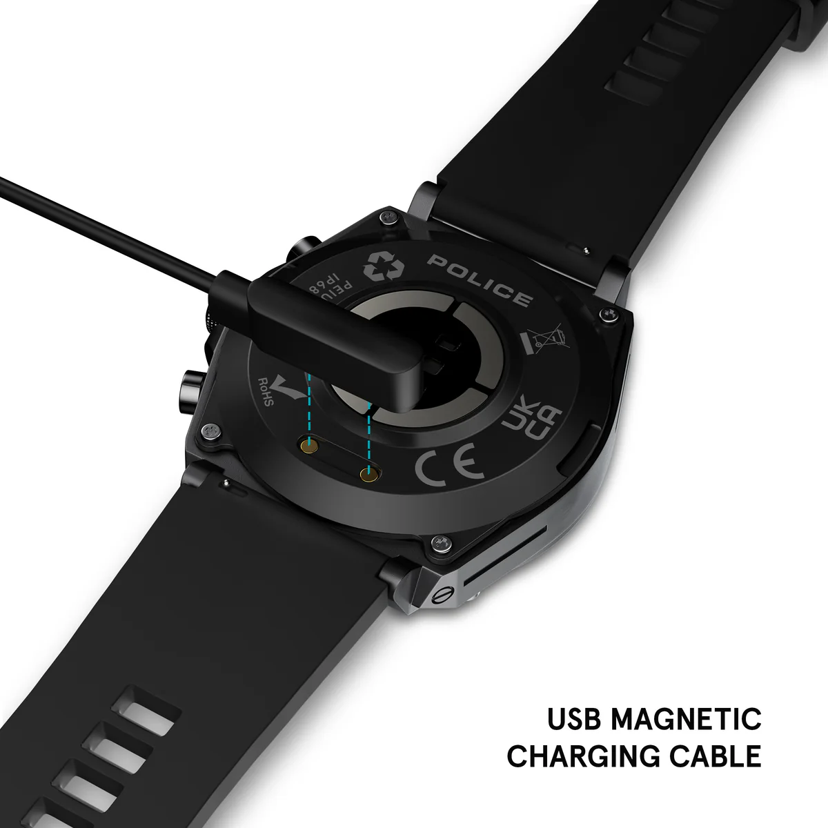 Gunmetal Case & LED Screen Smart Watch With Rubber Strap - Black - Image 8