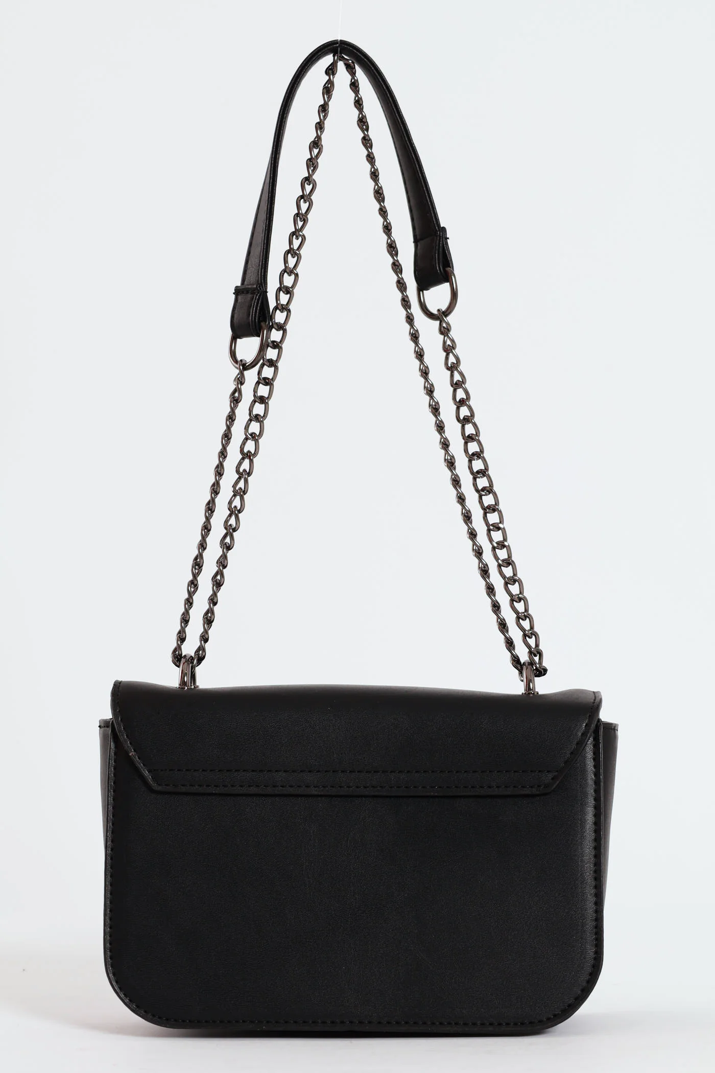 Gunmetal Front Clasp Satchel Bag - Black - Image 3