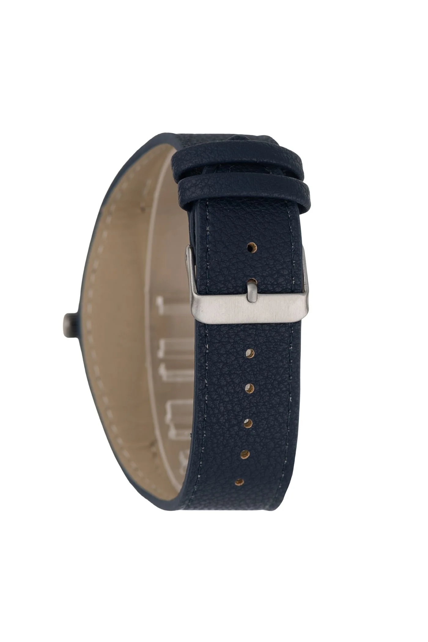 Gunmetal Round Case & Navy Leather Strap Analogue Watch - Image 2
